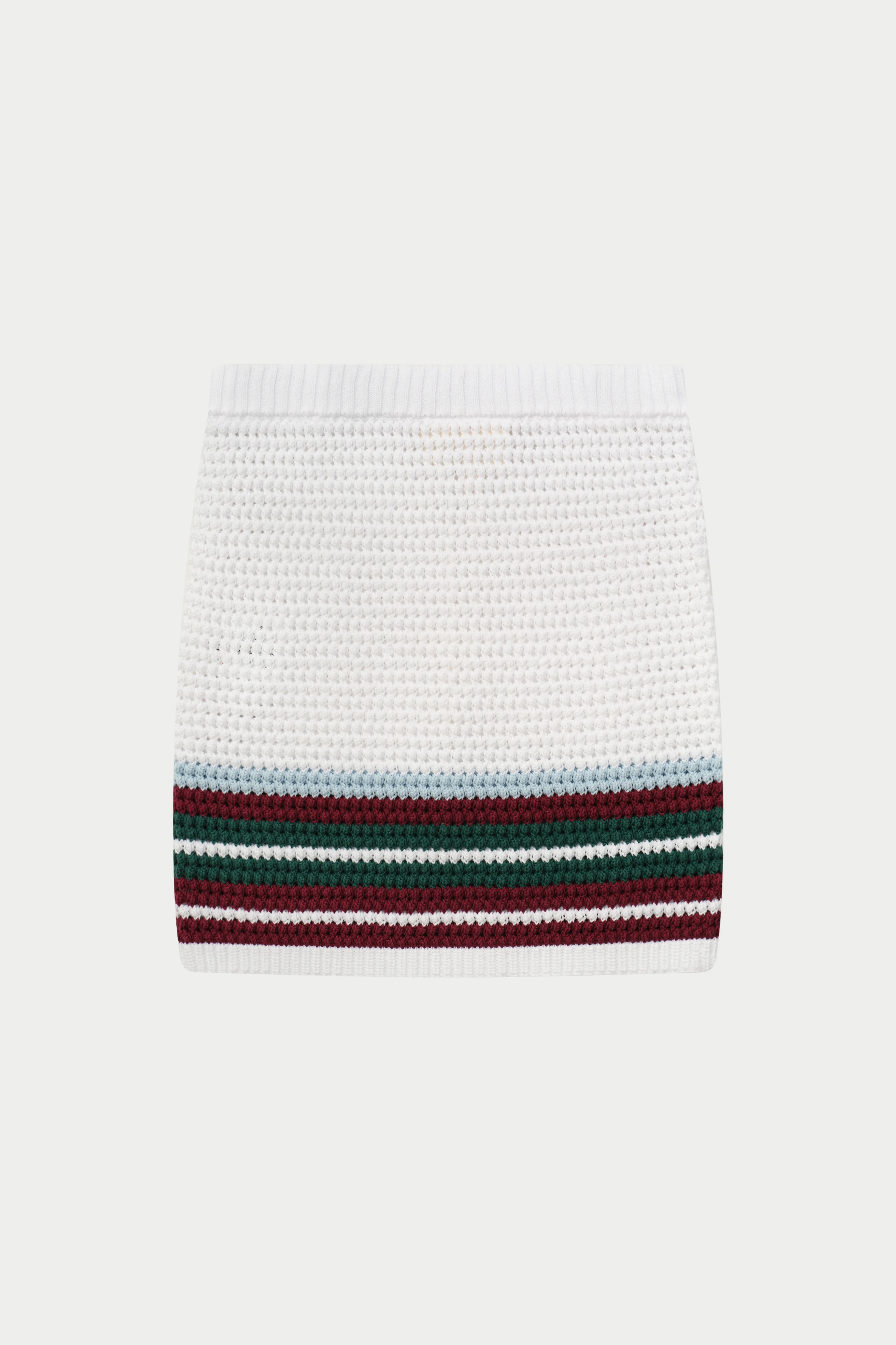 STRIPE CROCHET KNITTED MINI SKIRT - BURGUNDY