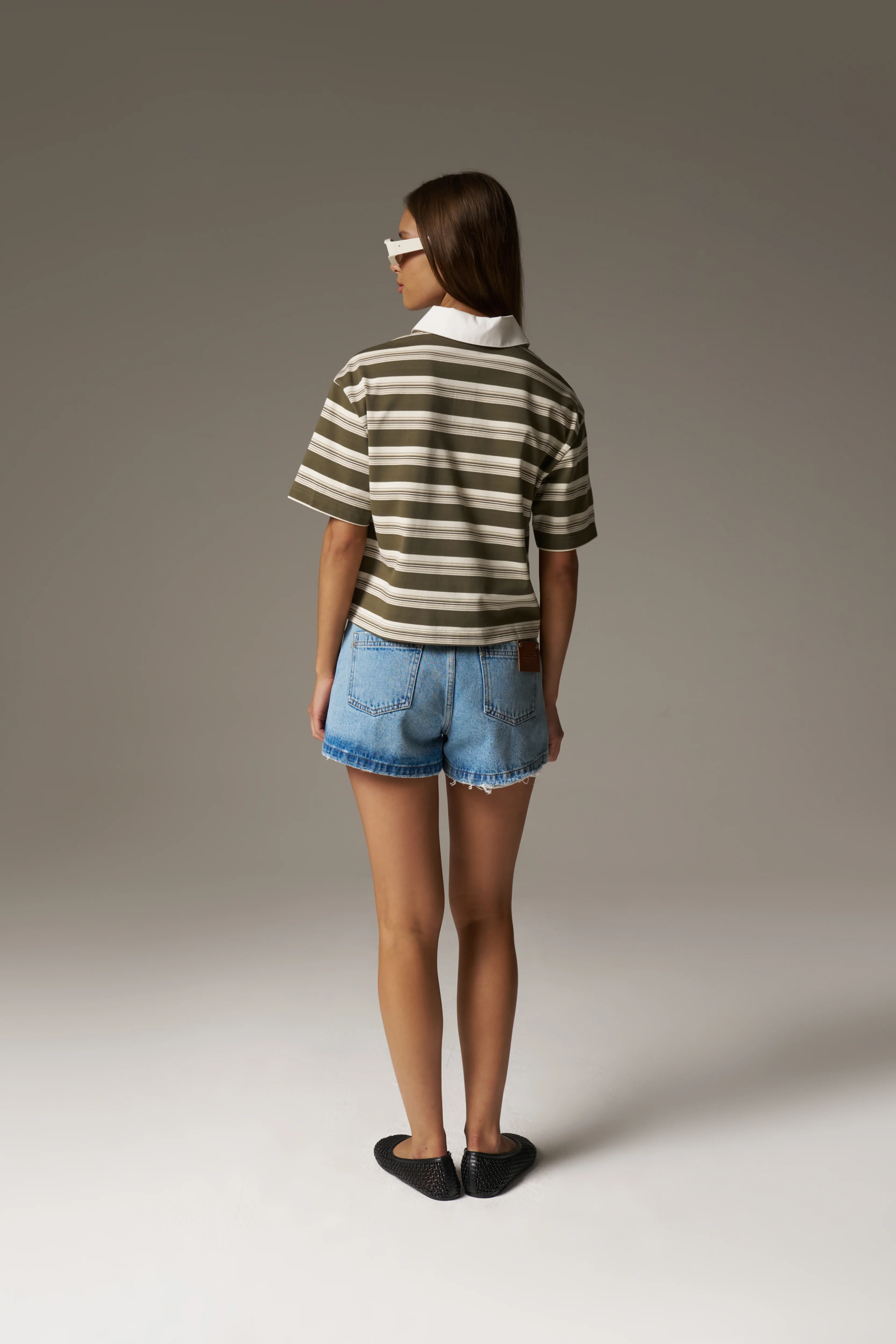 STRIPED POLO TEE - KHAKI