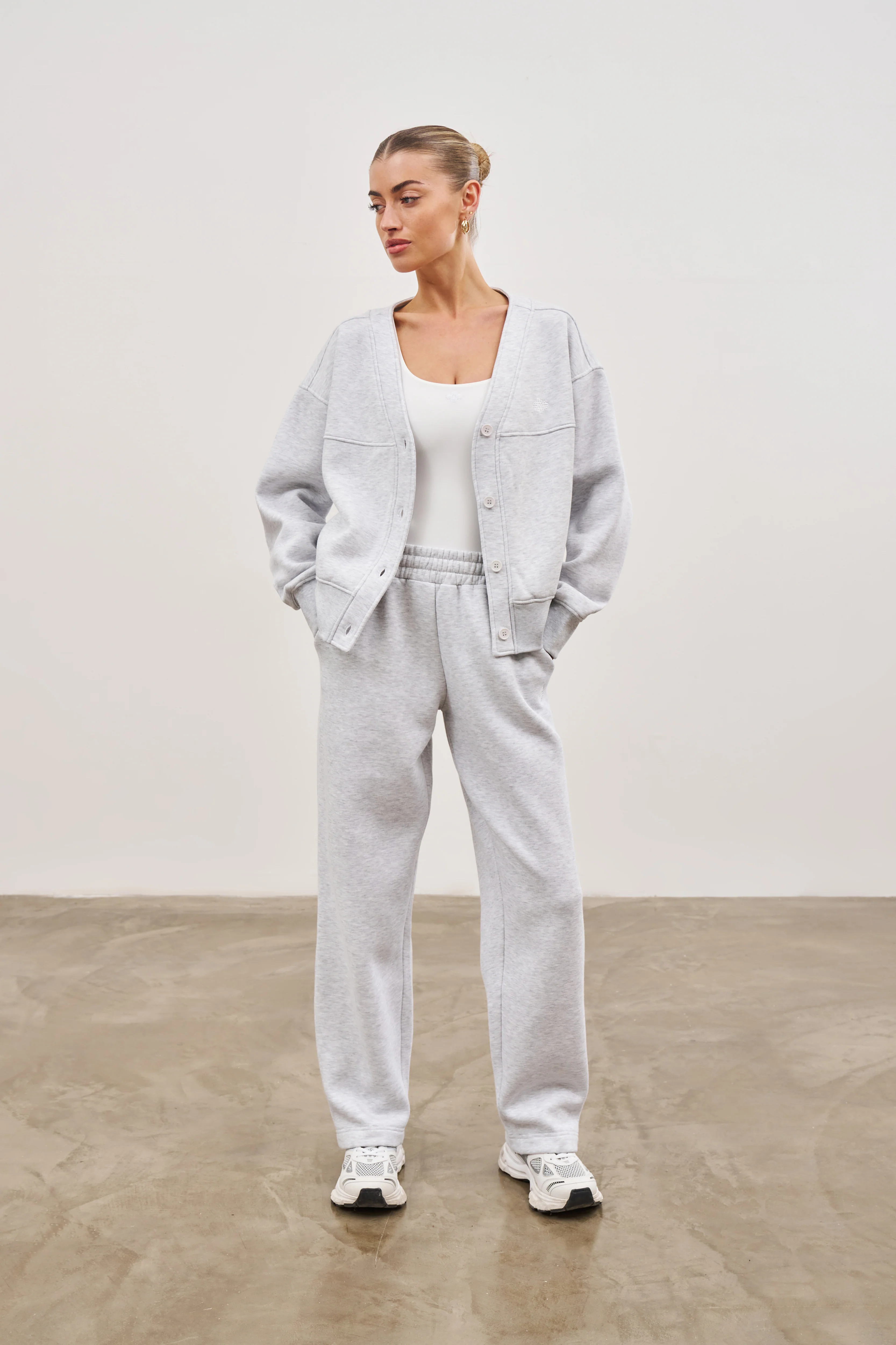 RELAXED TAPERED LEG JOGGERS - GREY MARL