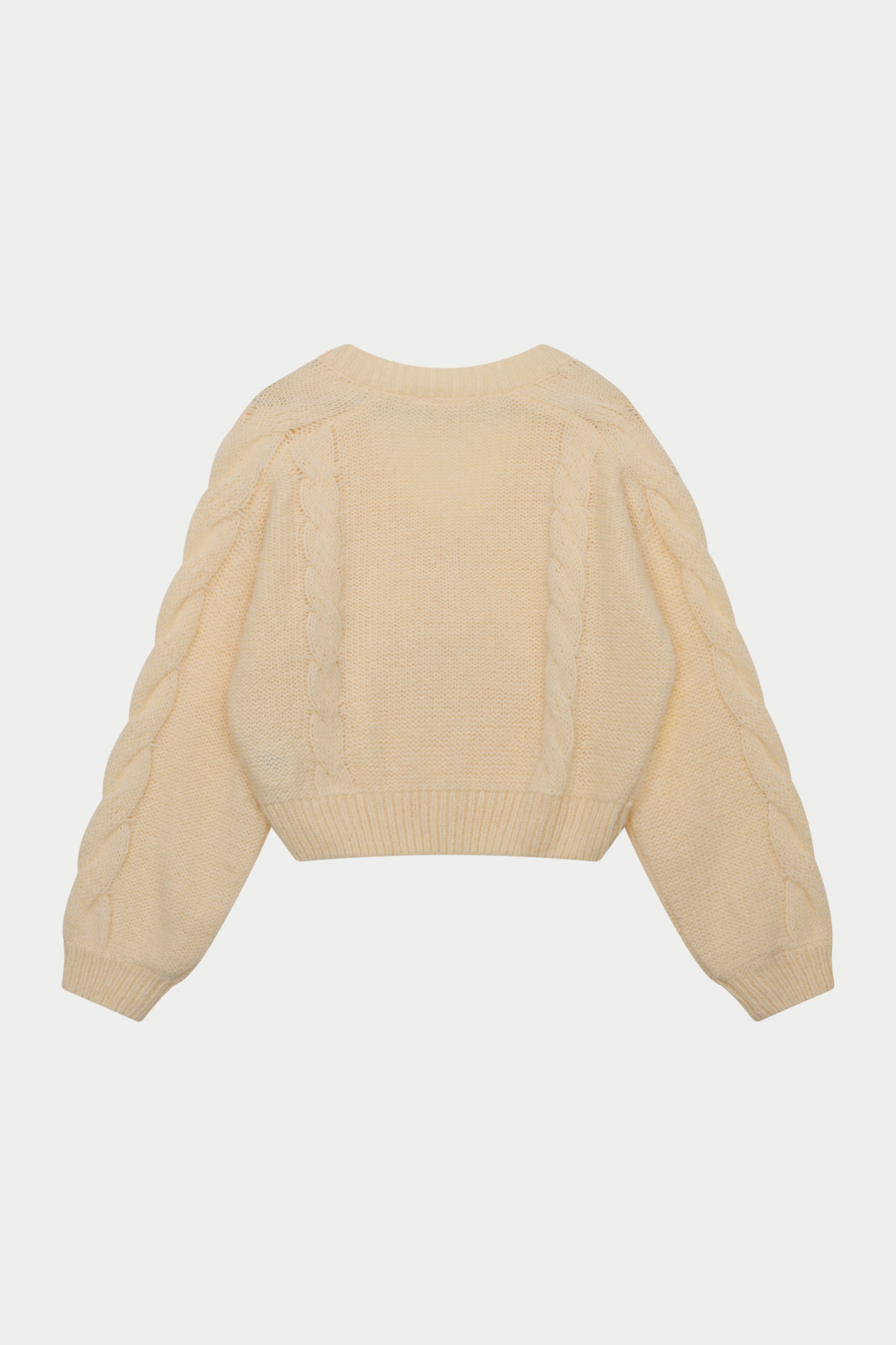 EMBLEM KNITTED V NECK JUMPER - BUTTERMILK