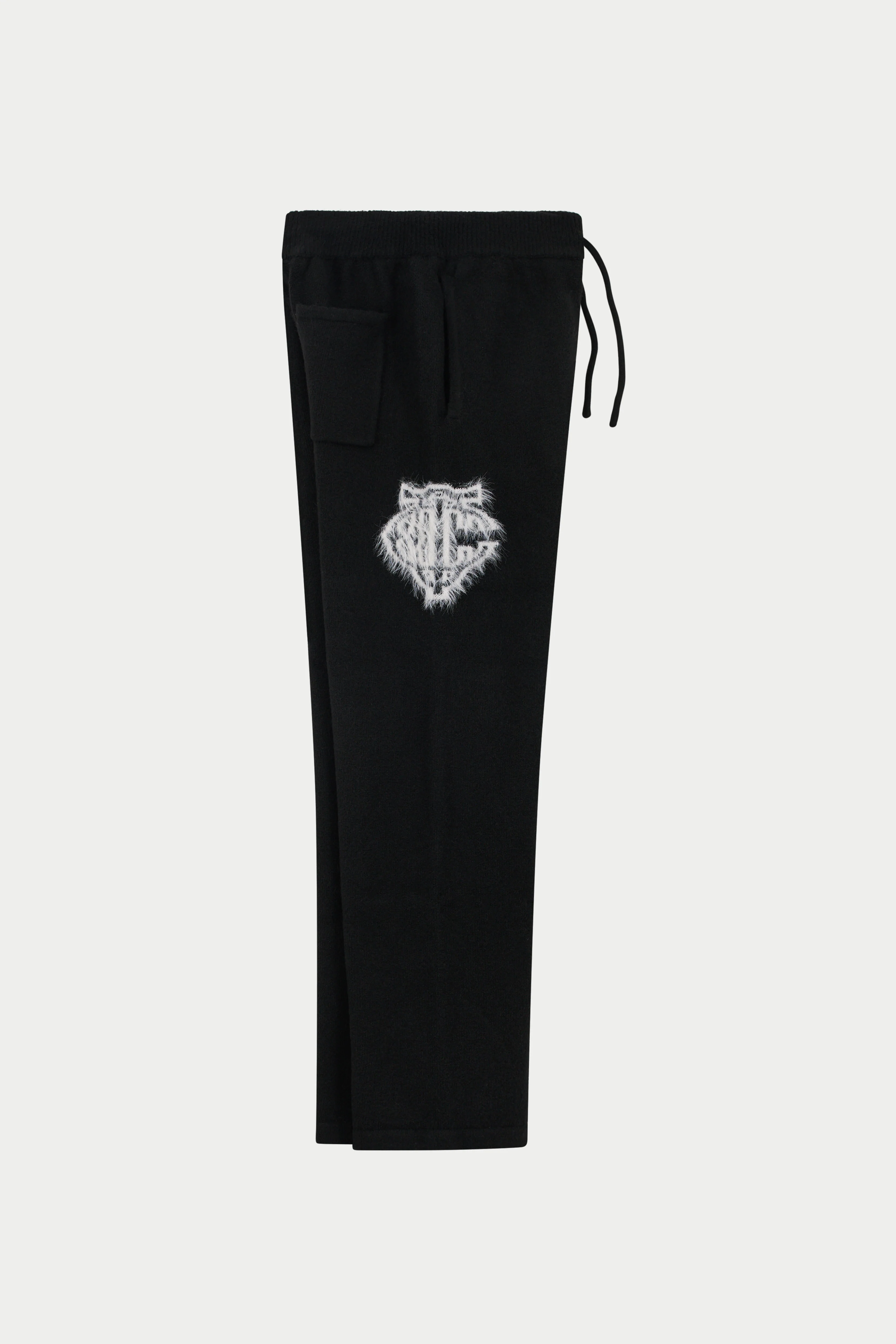 MONGRAM EMBLEM FLUFFY KNIT JOGGERS - BLACK