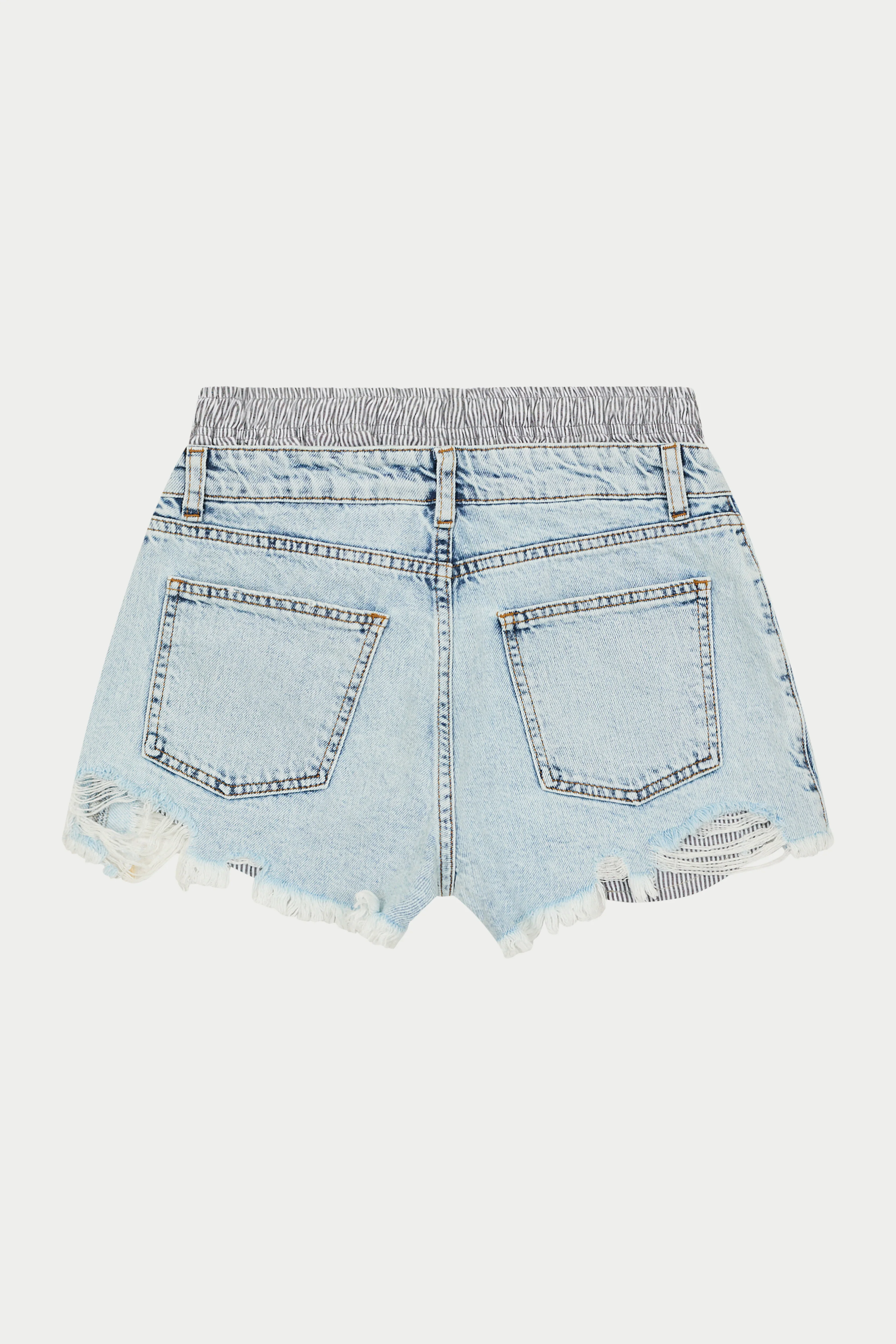 DOUBLE LAYER BOXER DENIM SHORTS - BLUE WASH