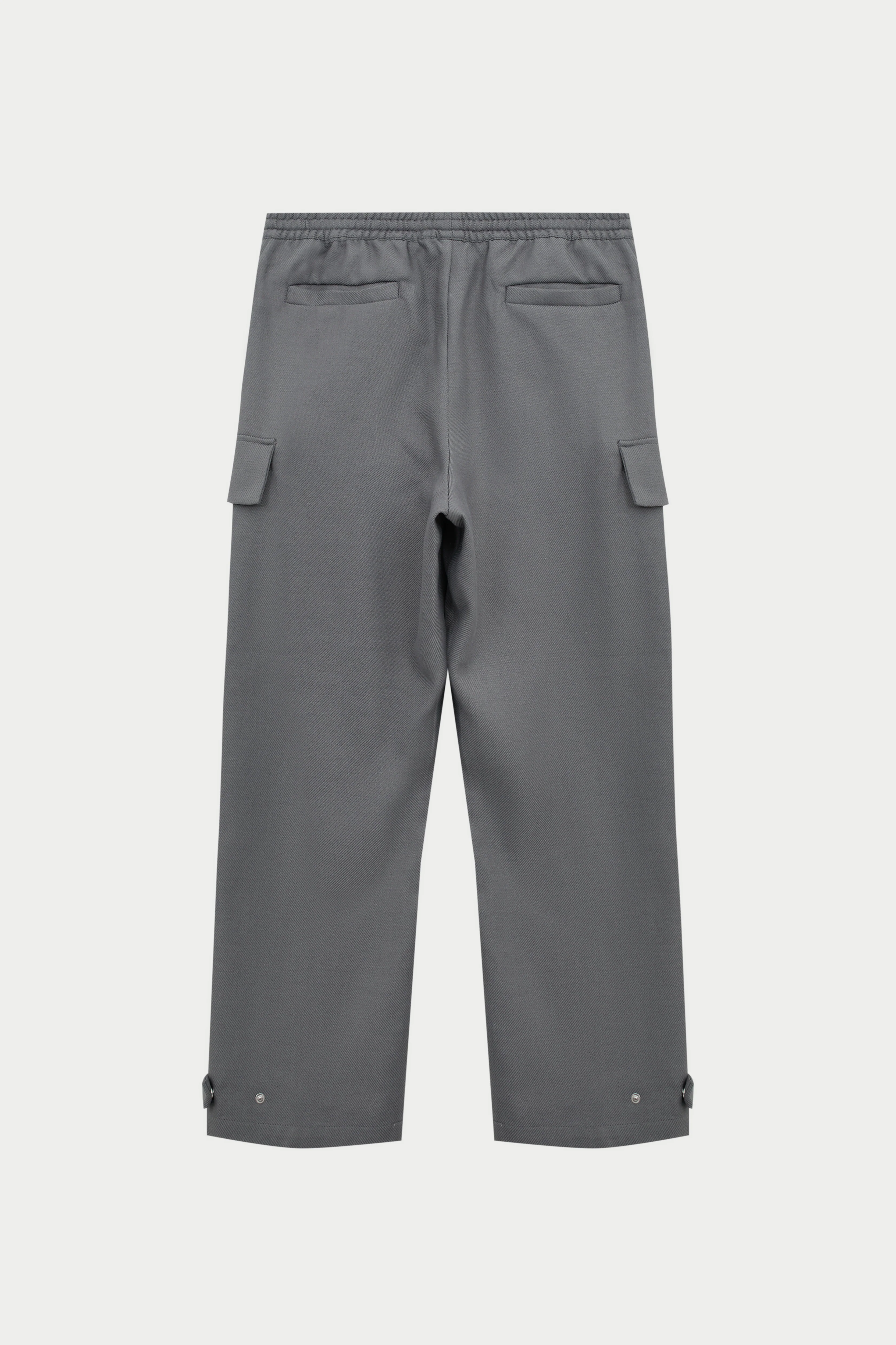 PLEATED WIDE LEG WOOL BLEND TROUSER - GREY