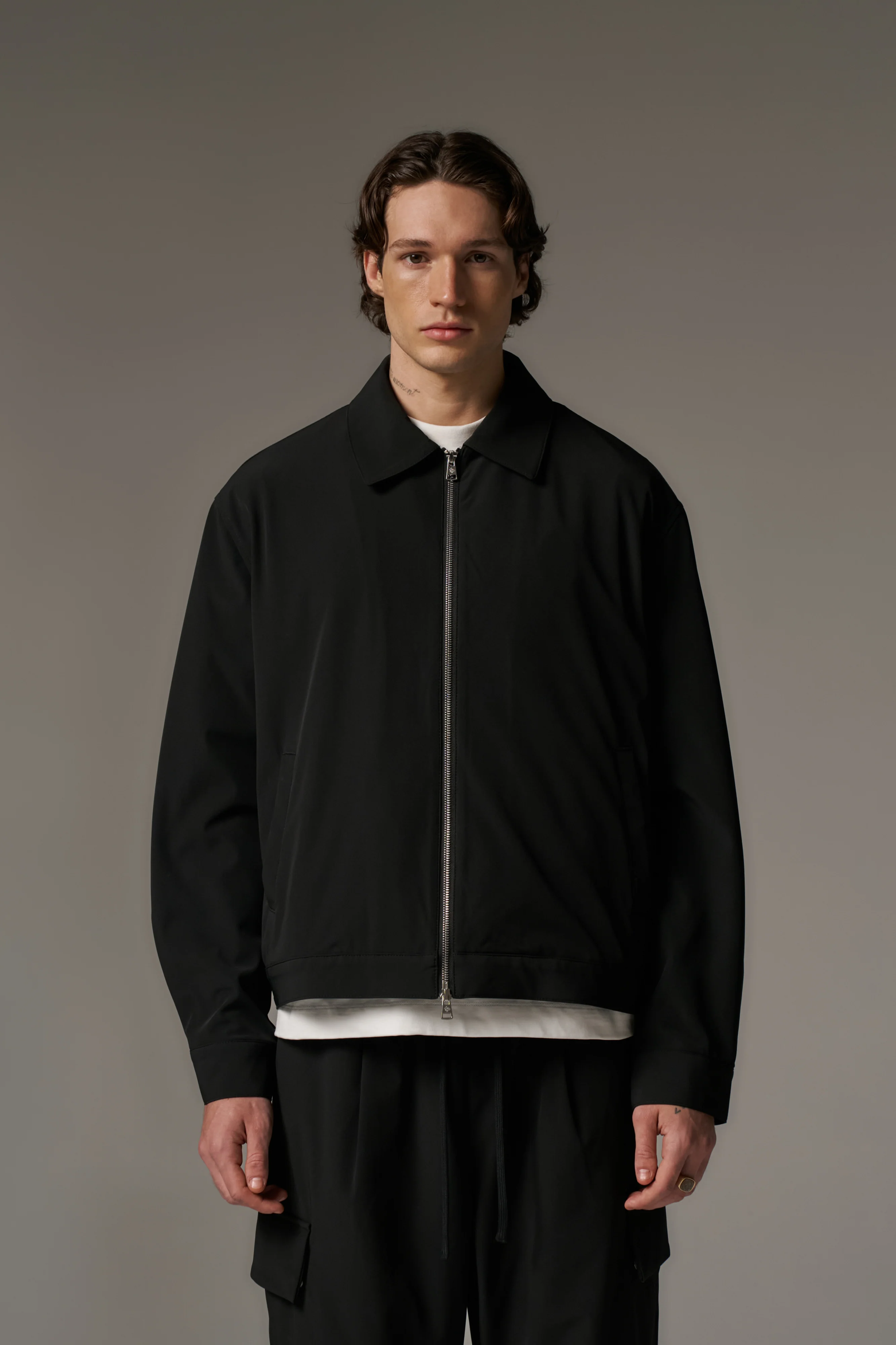 TECHNICAL ZIP THROUGH JACKET - BLACK
