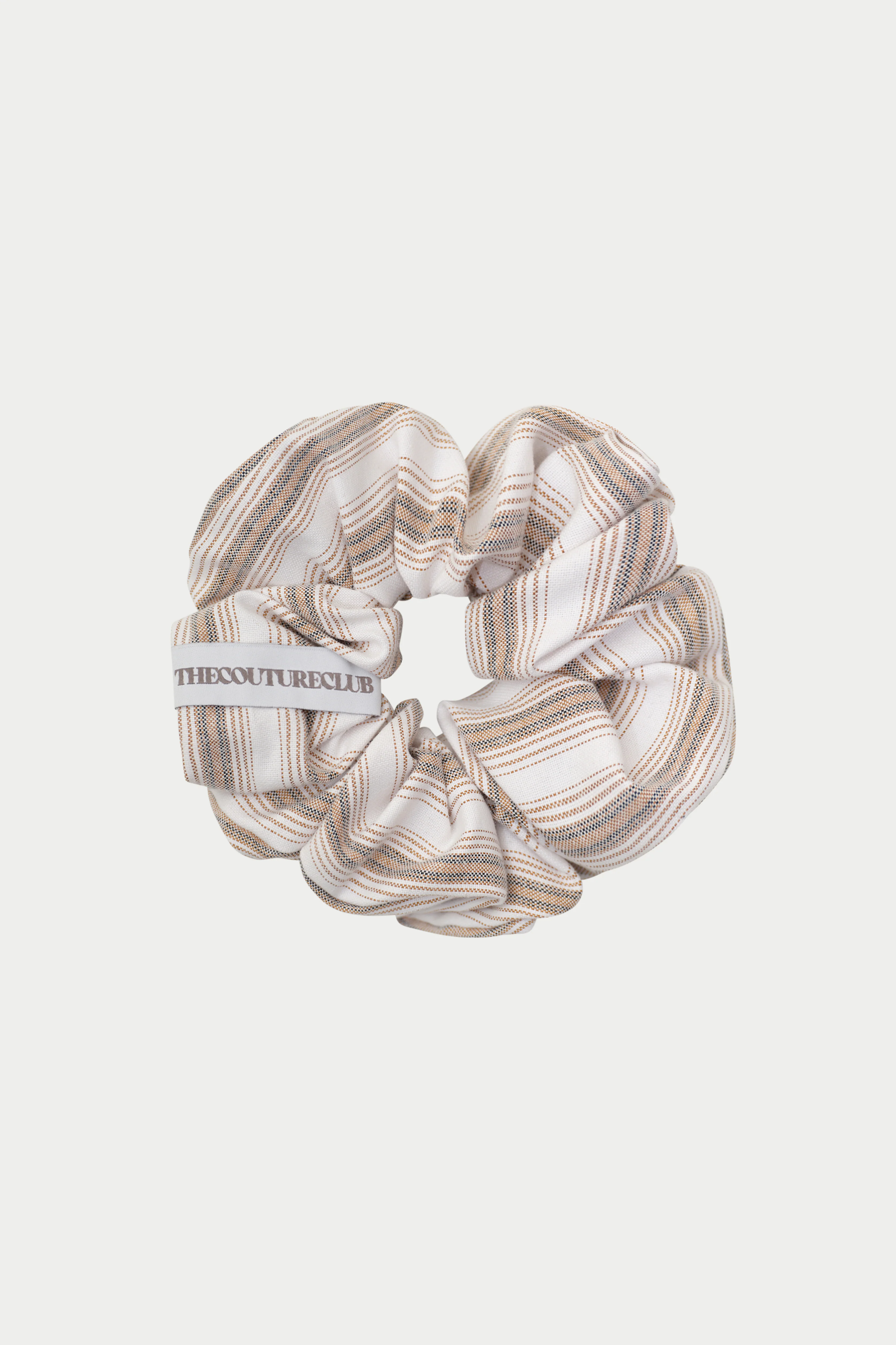 STRIPE BRANDED SCRUNCHIE - BEIGE
