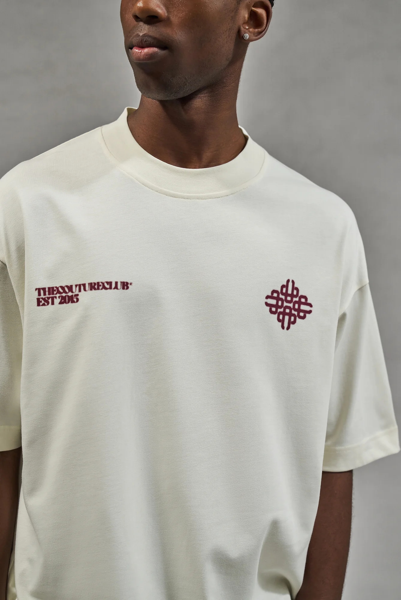 BLURRED GRAPHIC EMBLEM T-SHIRT - BURGUNDY