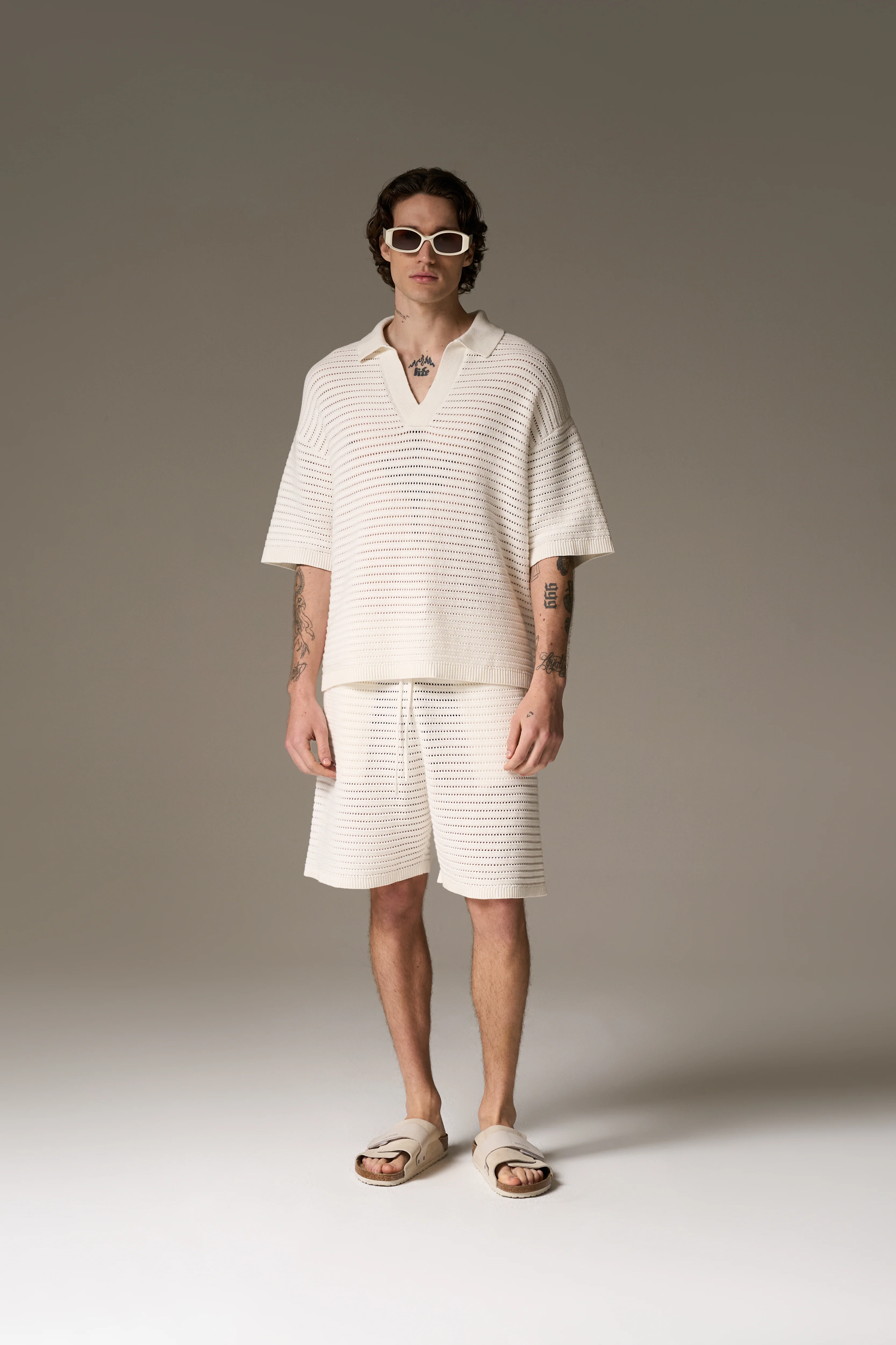 KNITTED SHORTS - WHITE