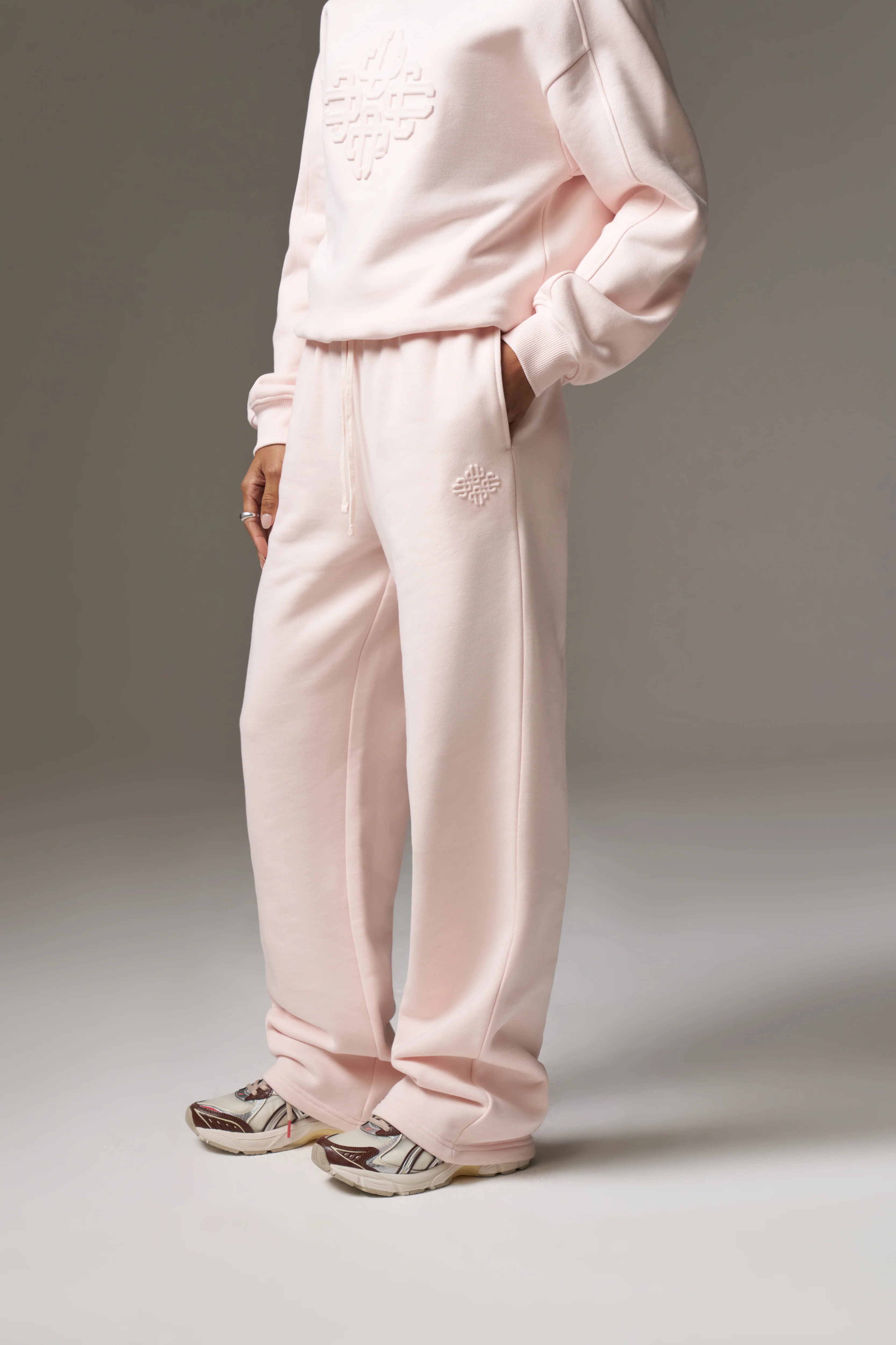 EMBOSSED STRAIGHT LEG JOGGERS - PINK