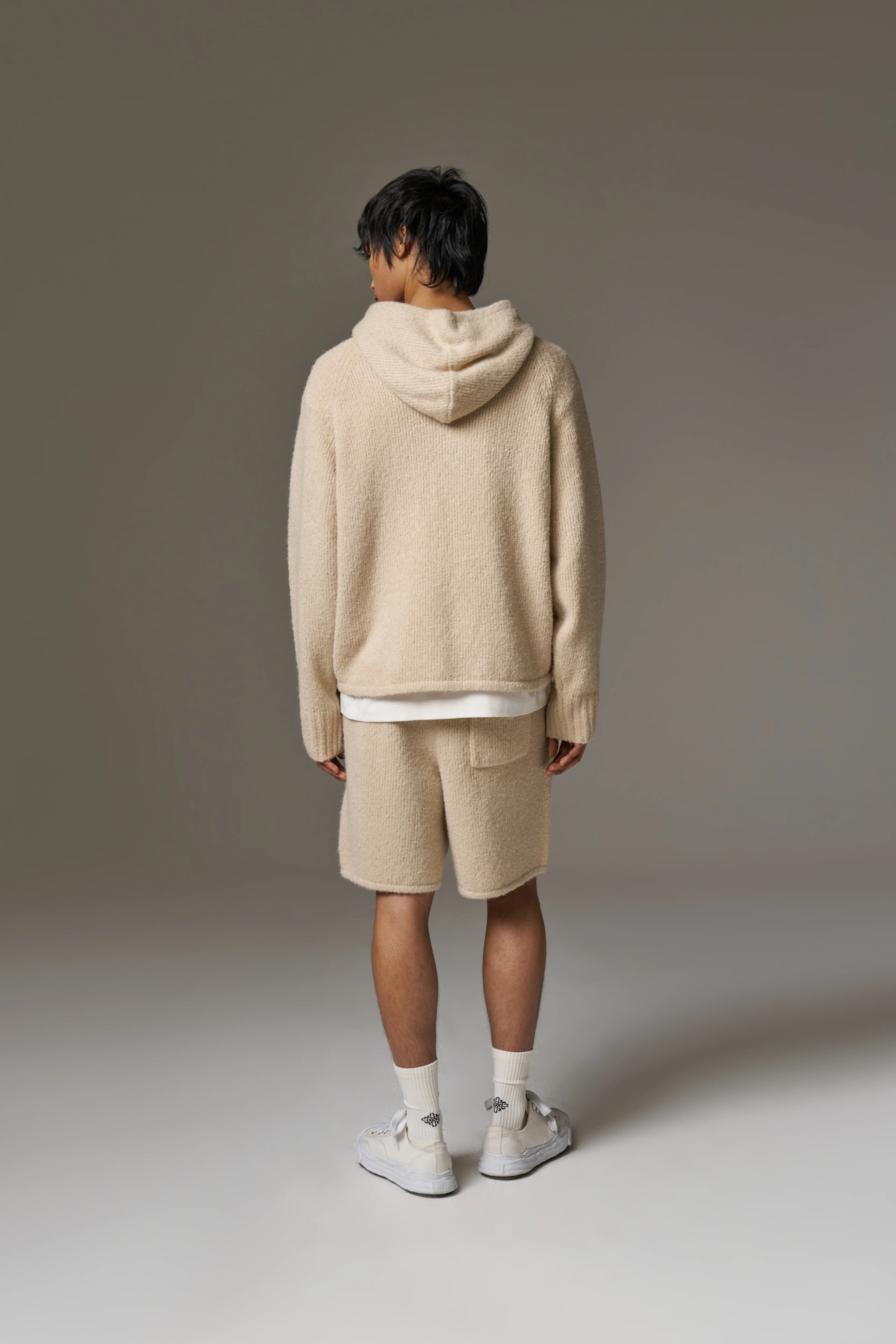 BOUCLE KNIT SHORTS - STONE