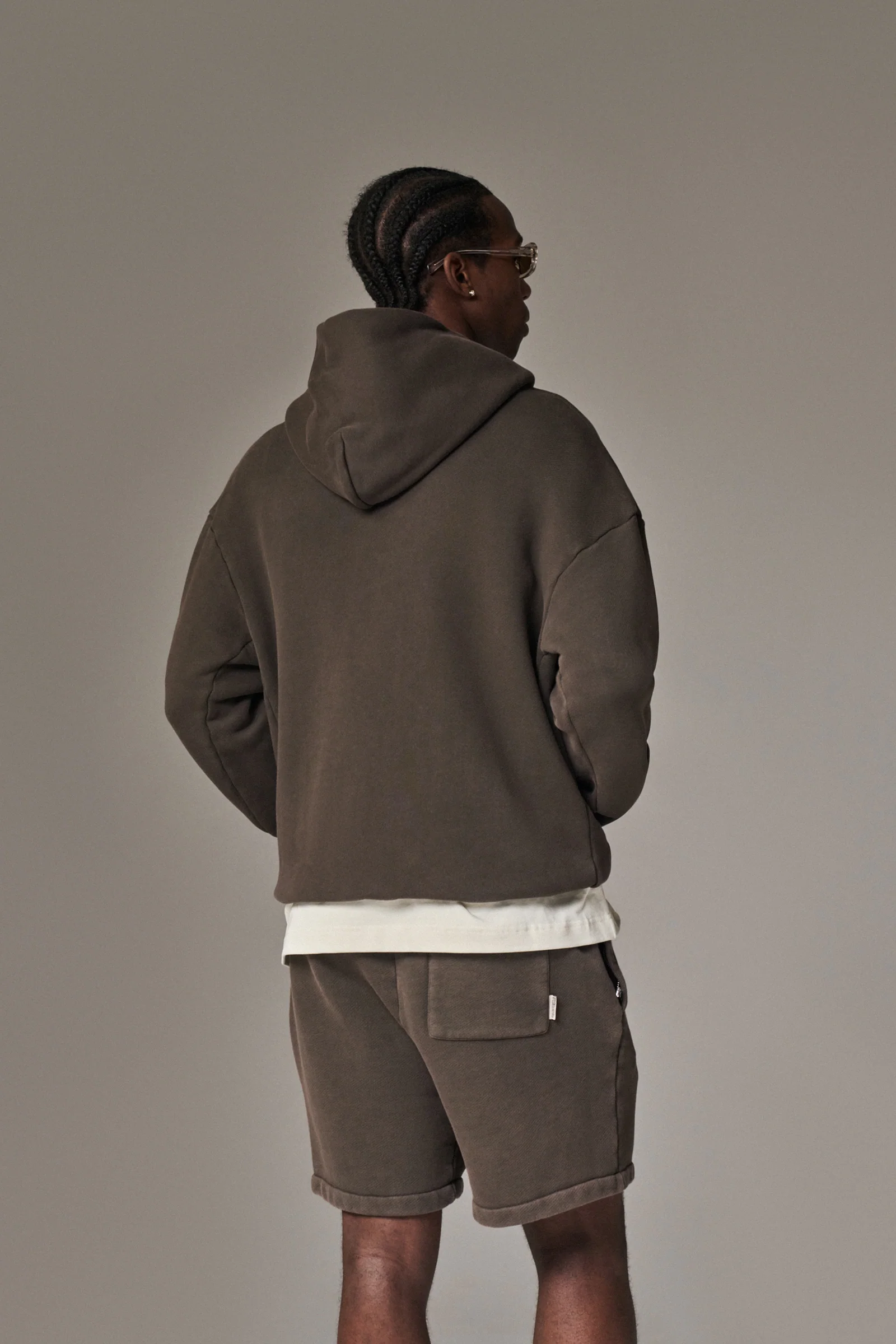 LAUNDERED CLASSICS ZIP THROUGH HOODIE - WASHED BROWN