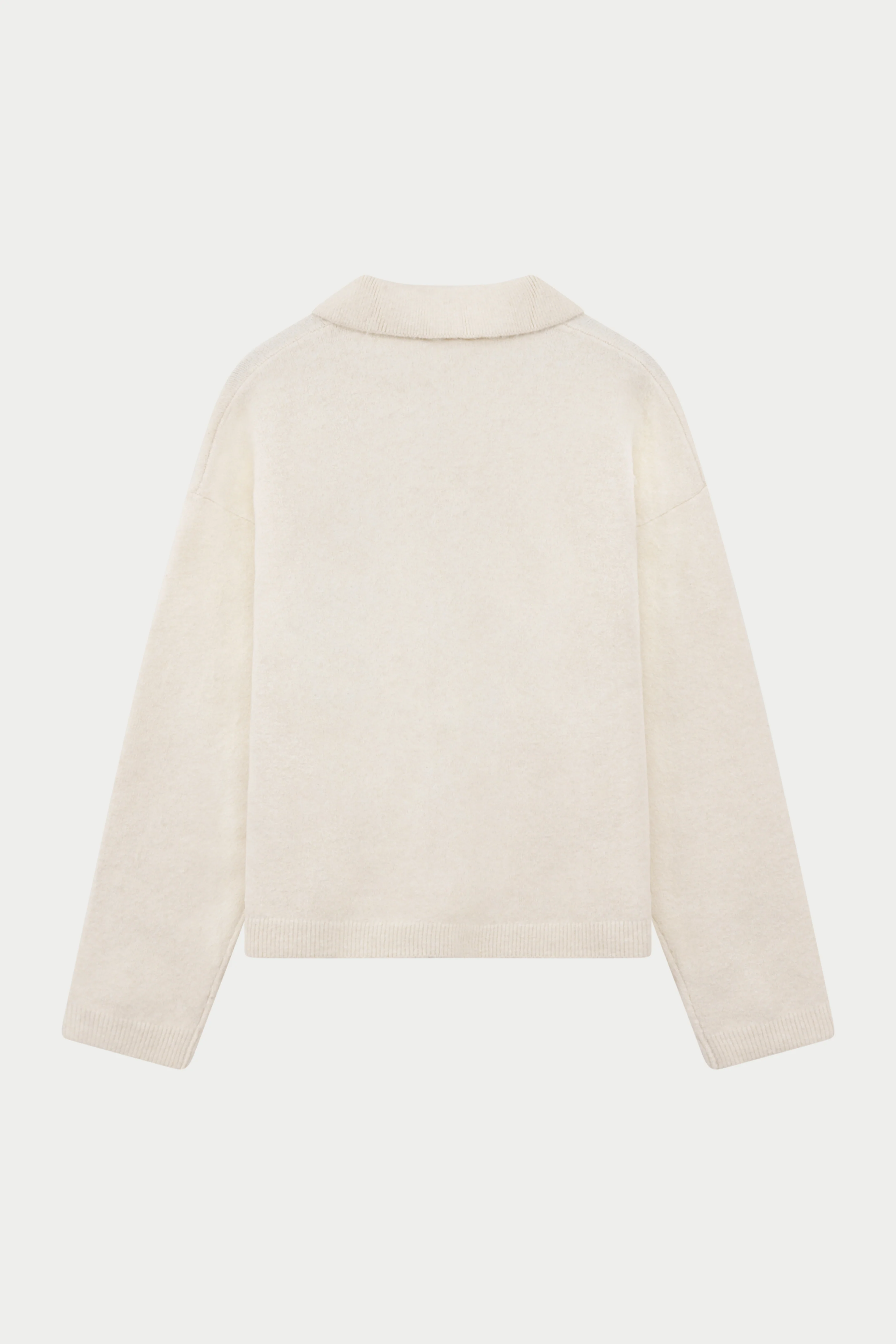 MONOGRAM EMBLEM KNITTED POLO TOP - OFF WHITE