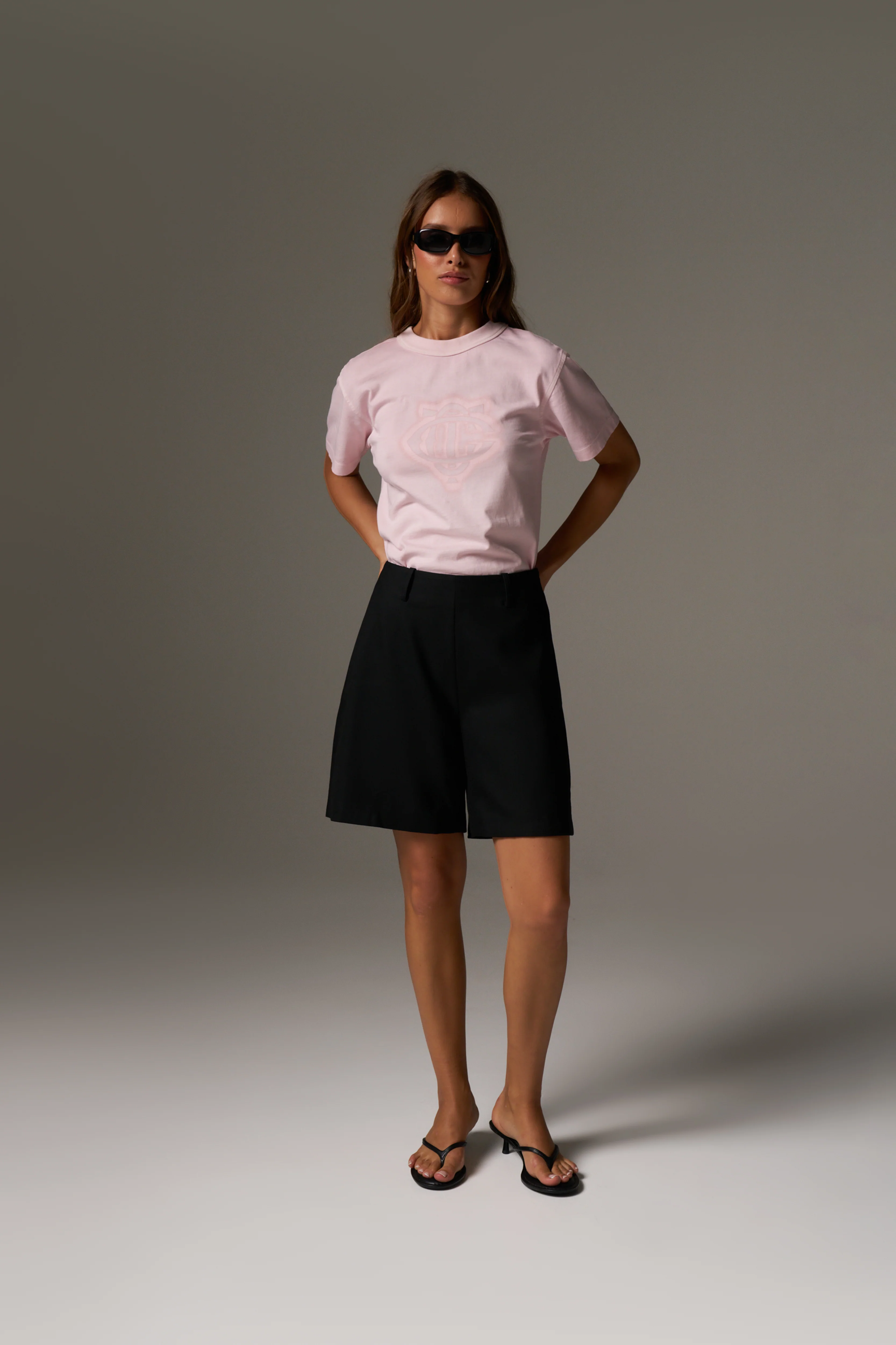 SHADOW PRINT EMBLEM T-SHIRT - WASHED PINK