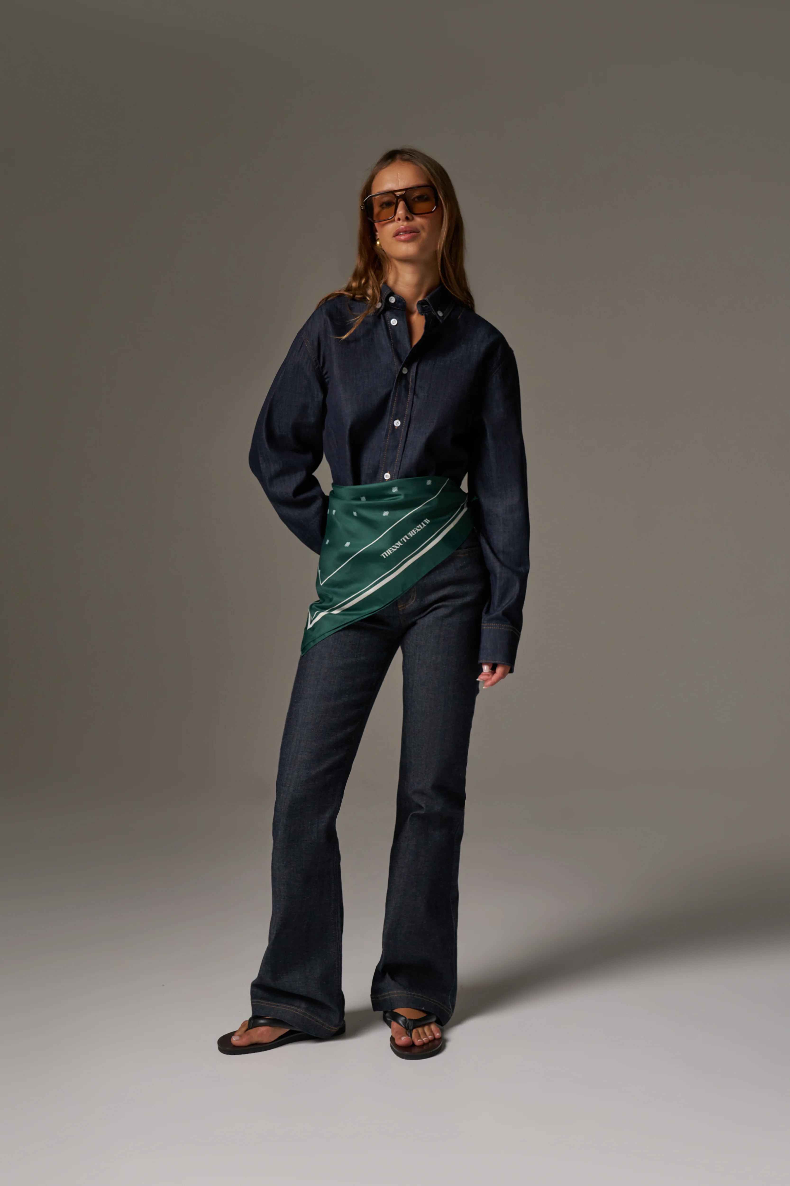 RELAXED LONG SLEEVE DENIM SHIRT - DARK INDIGO