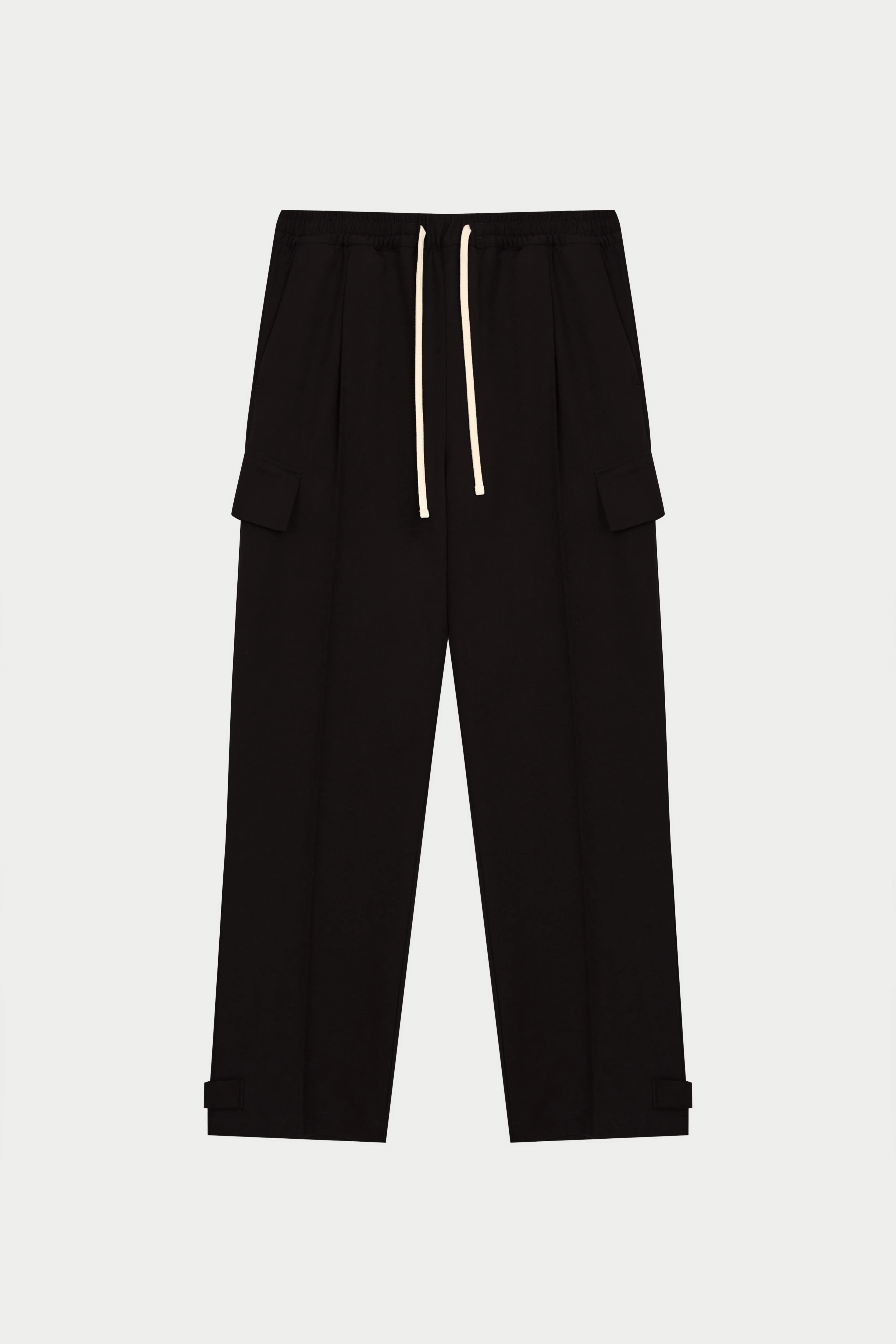 PLEATED WIDE LEG TROUSER - BLACK