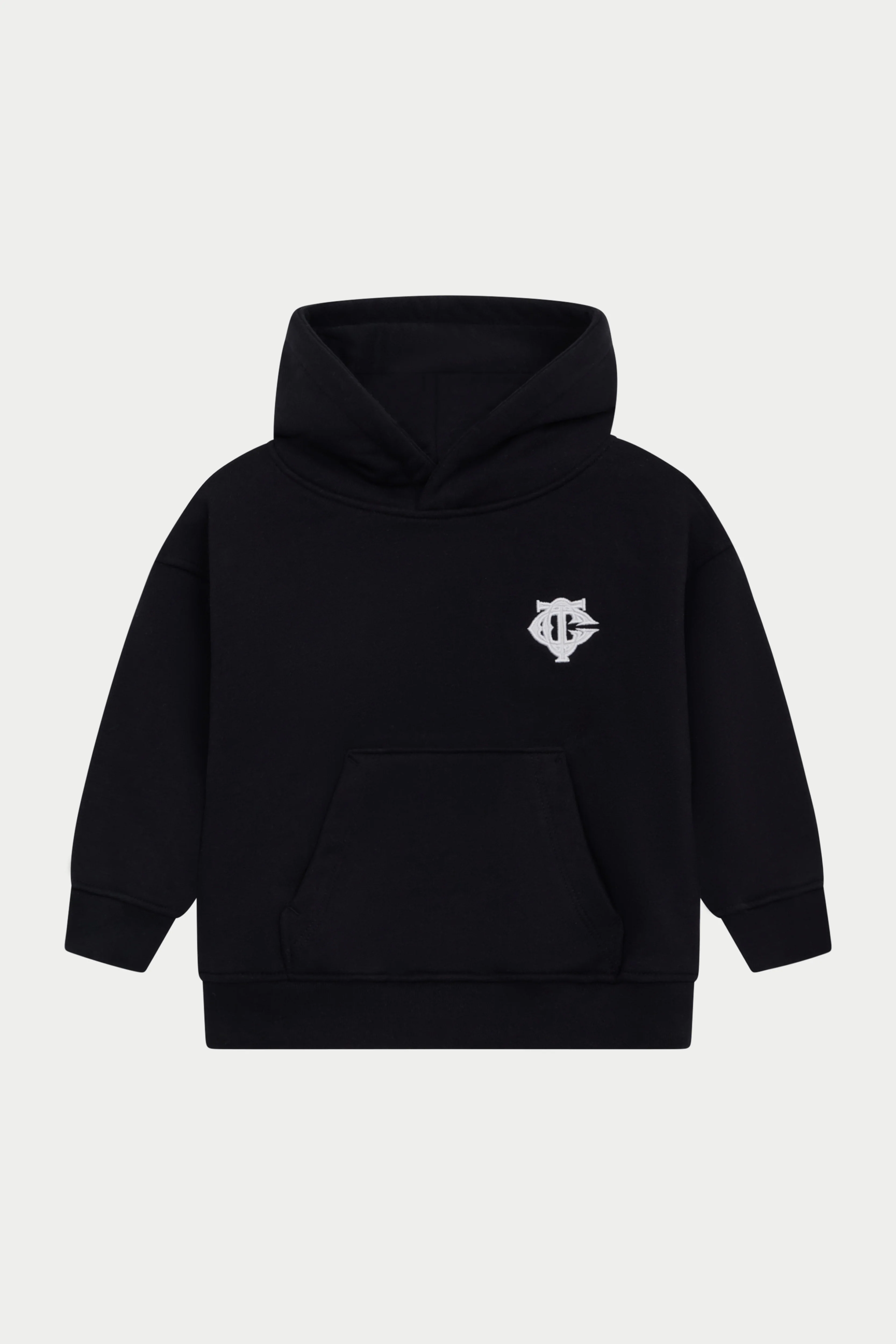 KIDS MONOGRAM EMBLEM APPLIQUE HOODIE - BLACK