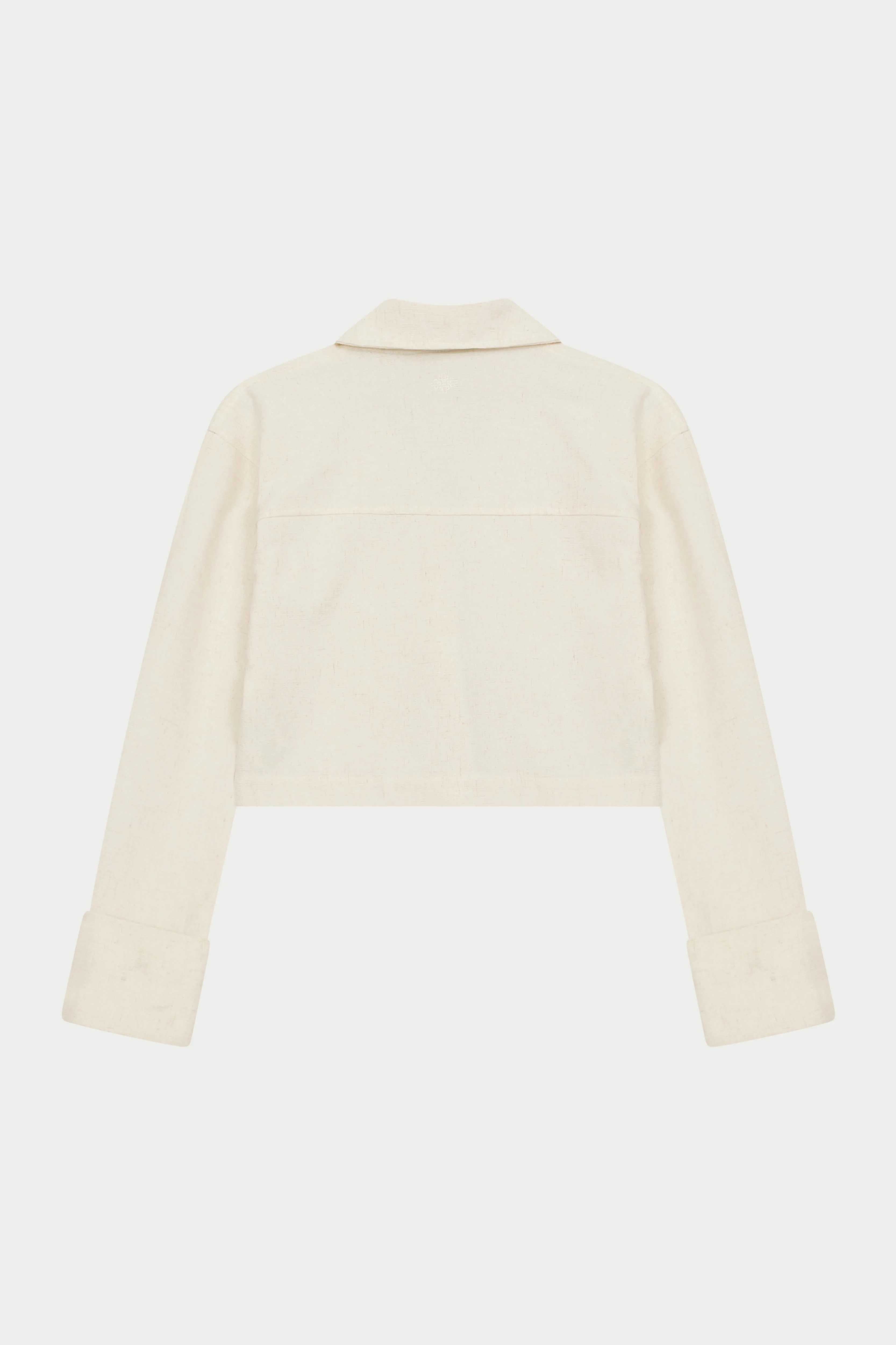 TEXTURED LINEN TIE FRONT SHIRT - BEIGE