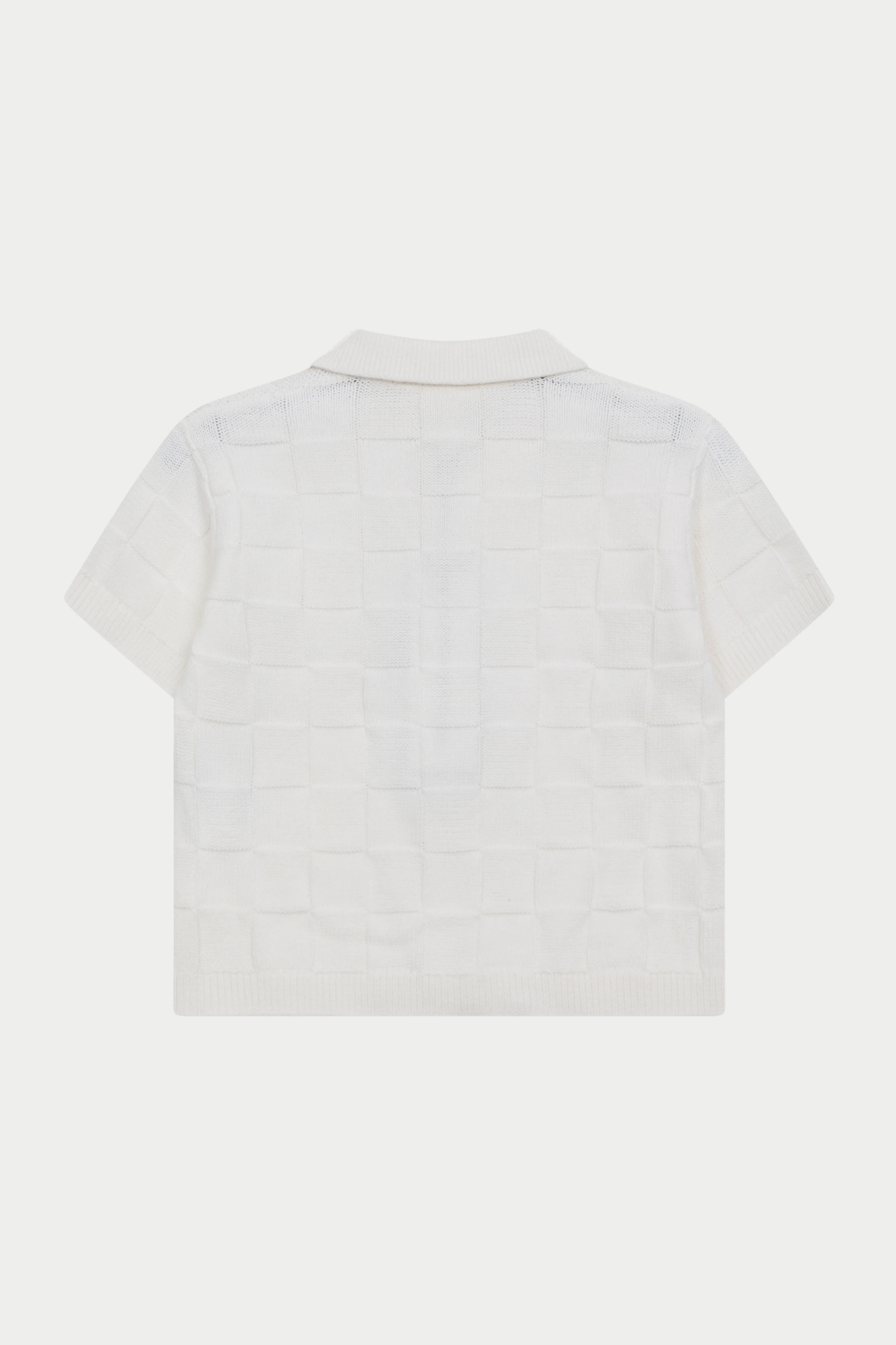 KIDS CHECKERBOARD KNITTED SHIRT - OFF WHITE