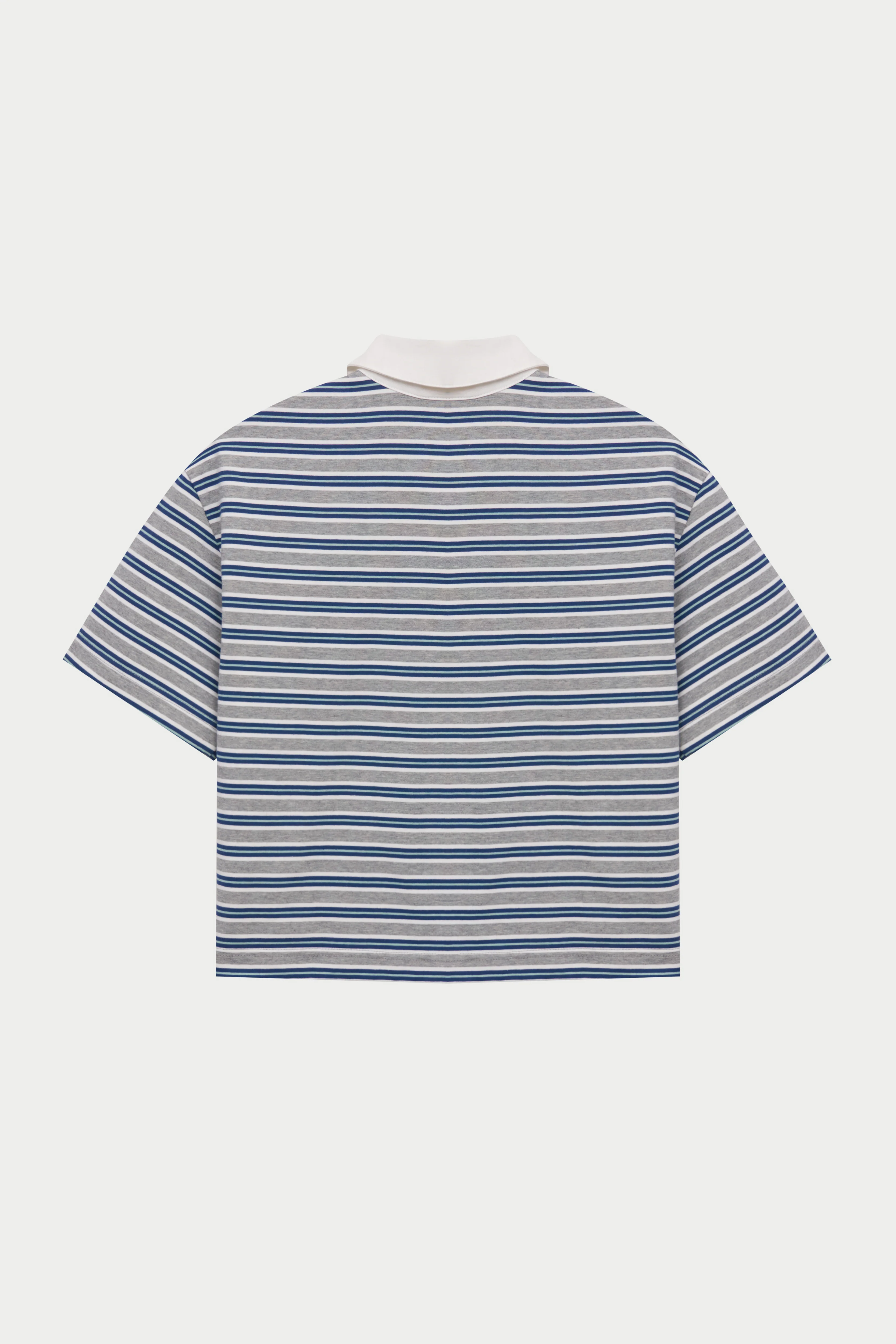 STRIPED POLO TEE - GREY