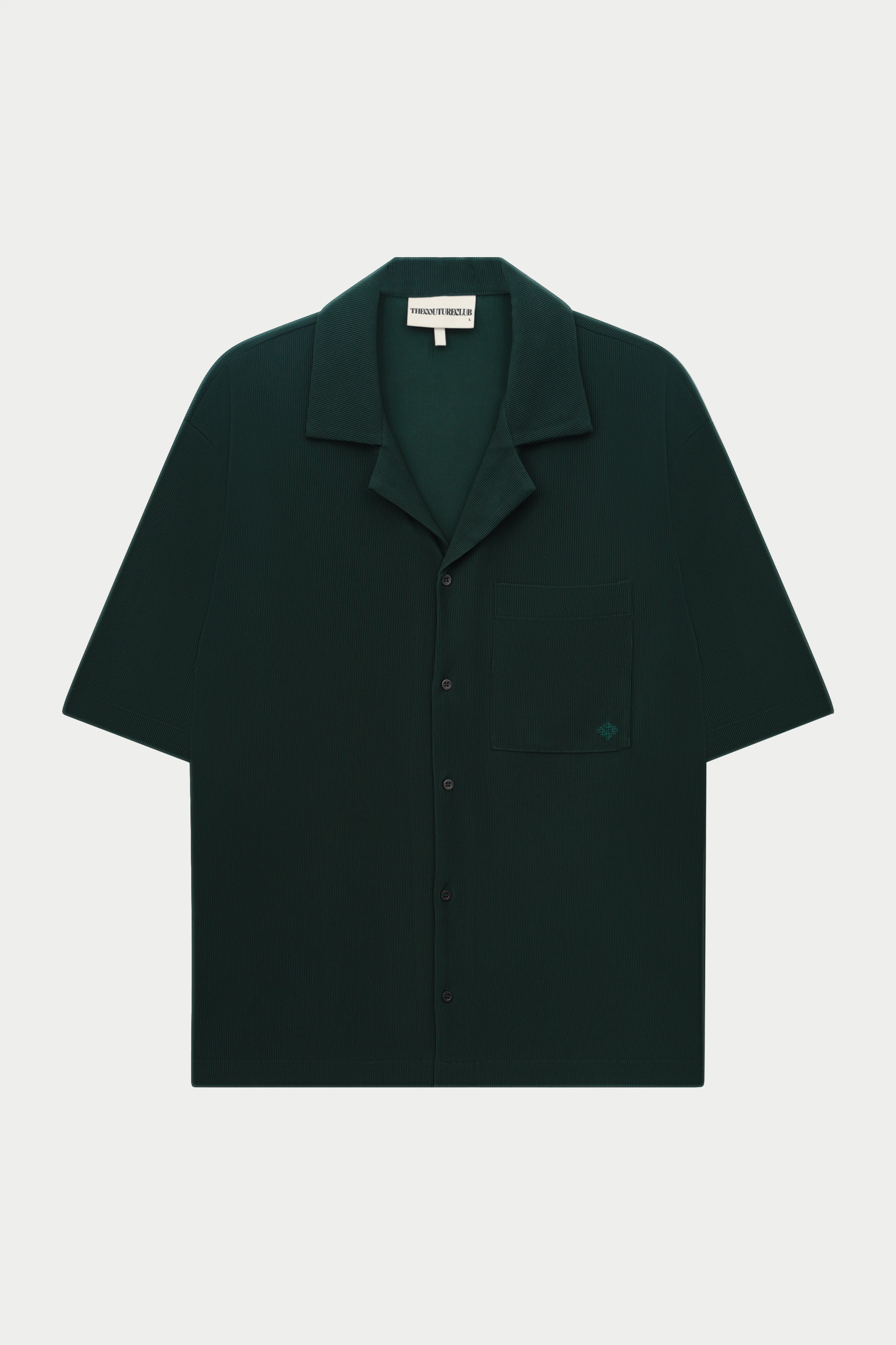 RIB BUTTON THROUGH SHIRT - GREEN