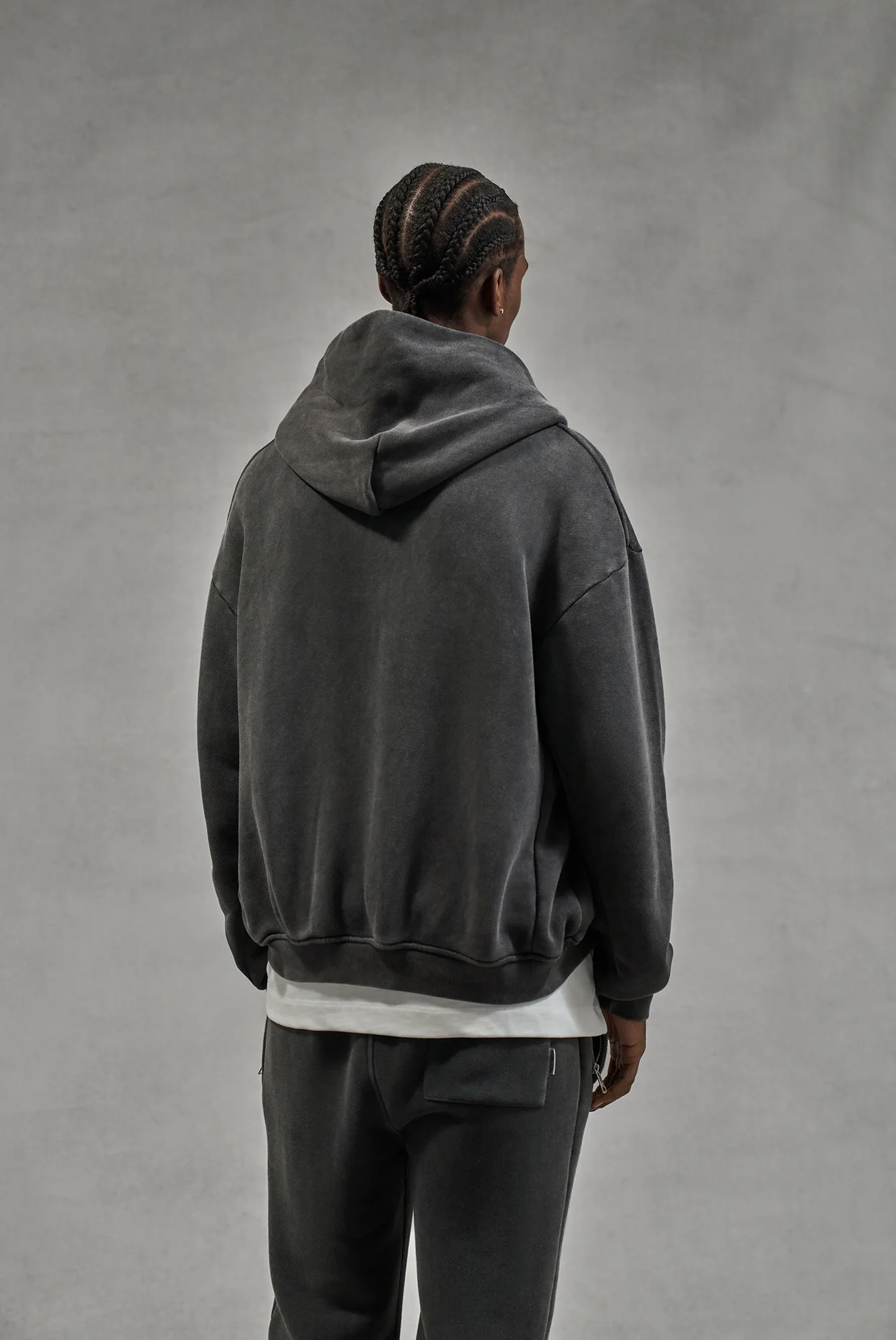 LAUNDERED CLASSICS ZIP THROUGH HOODIE - CHARCOAL