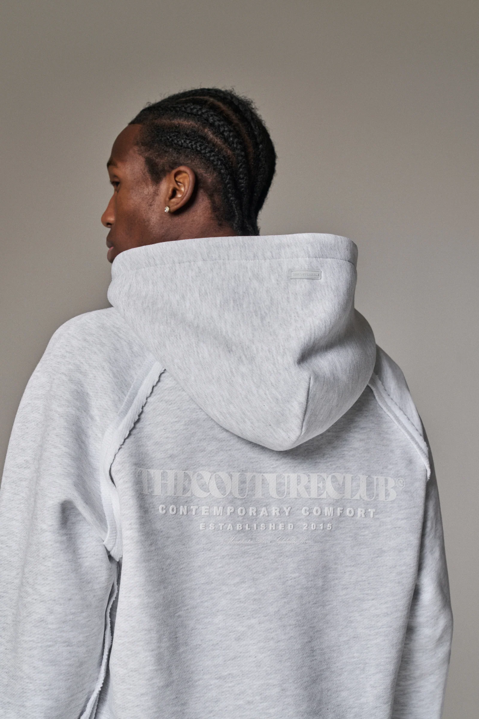 COPYRIGHT QUARTER ZIP HOODIE - GREY MARL