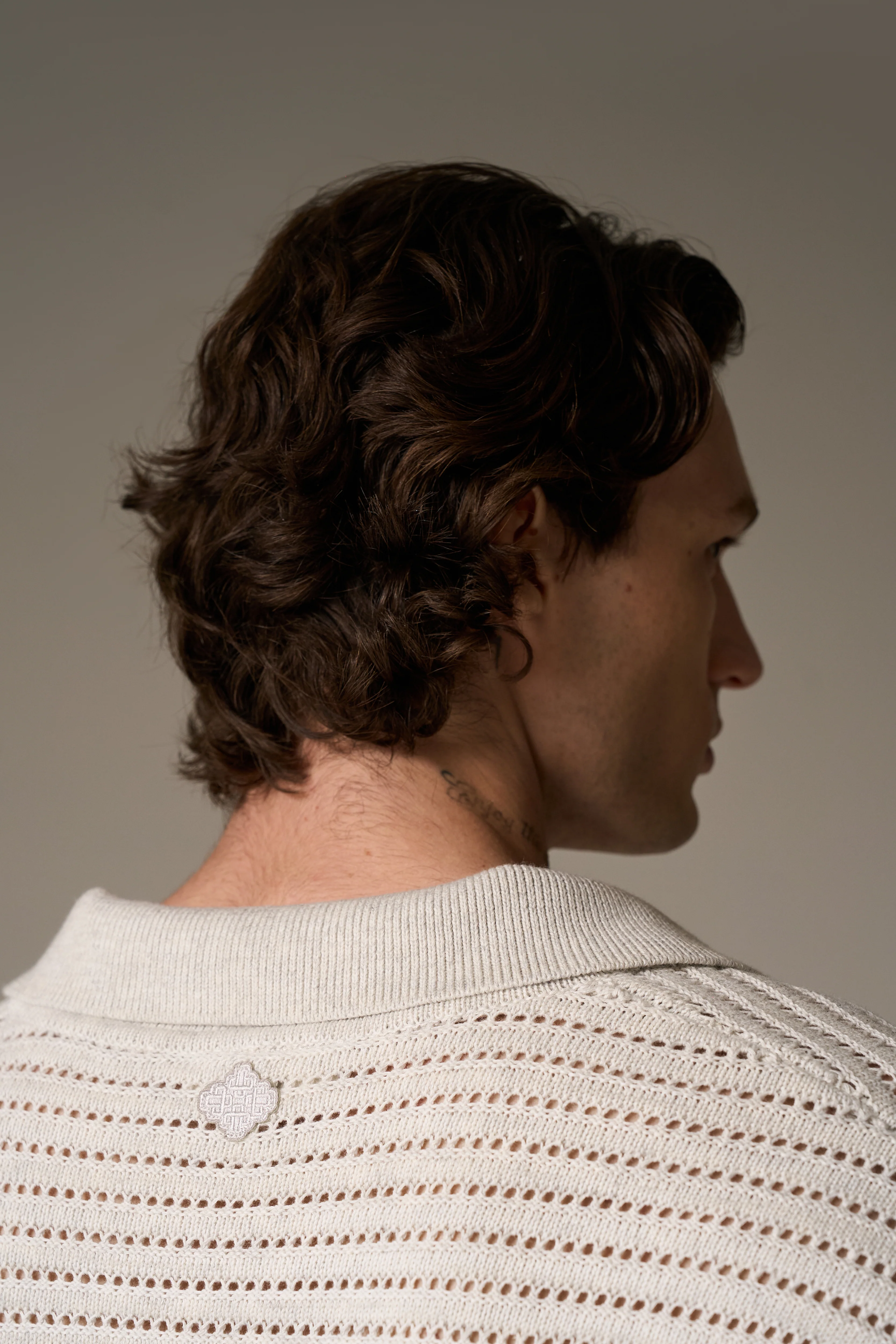 KNITTED POLO SHIRT - LIGHT GREY