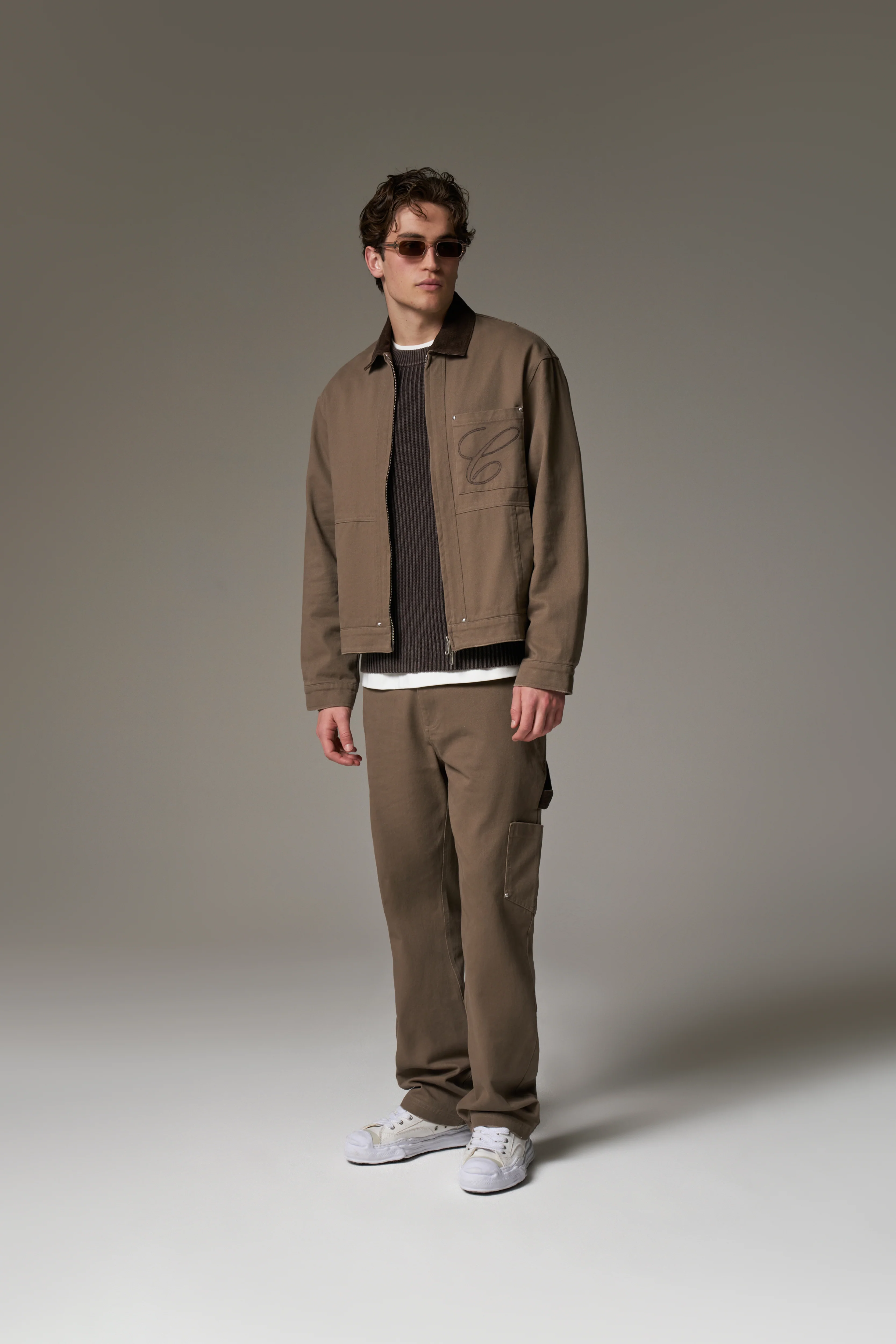 TWILL DOUBLE PATCH TROUSER - WASHED BROWN