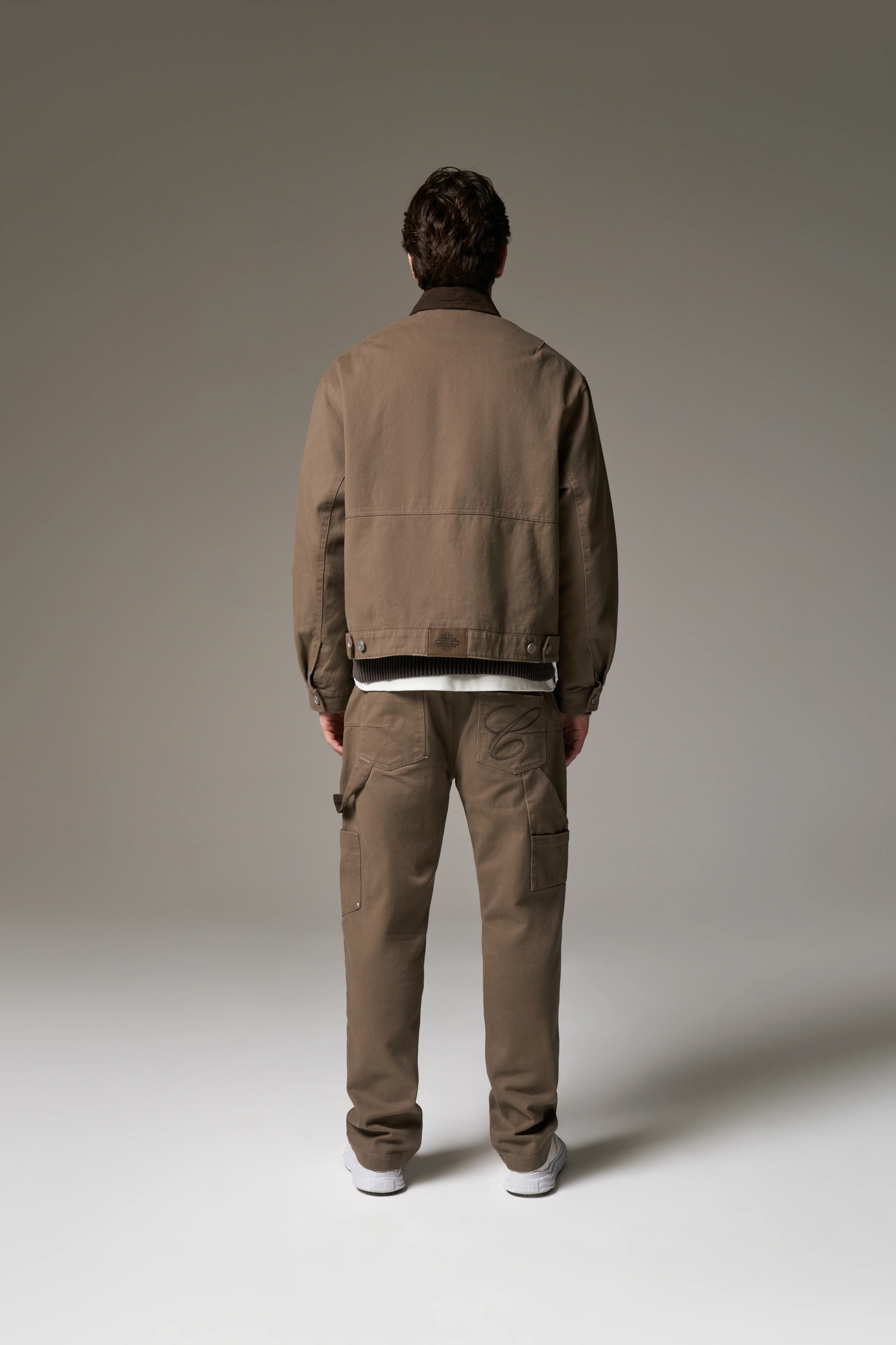 TWILL DOUBLE PATCH TROUSER - WASHED BROWN