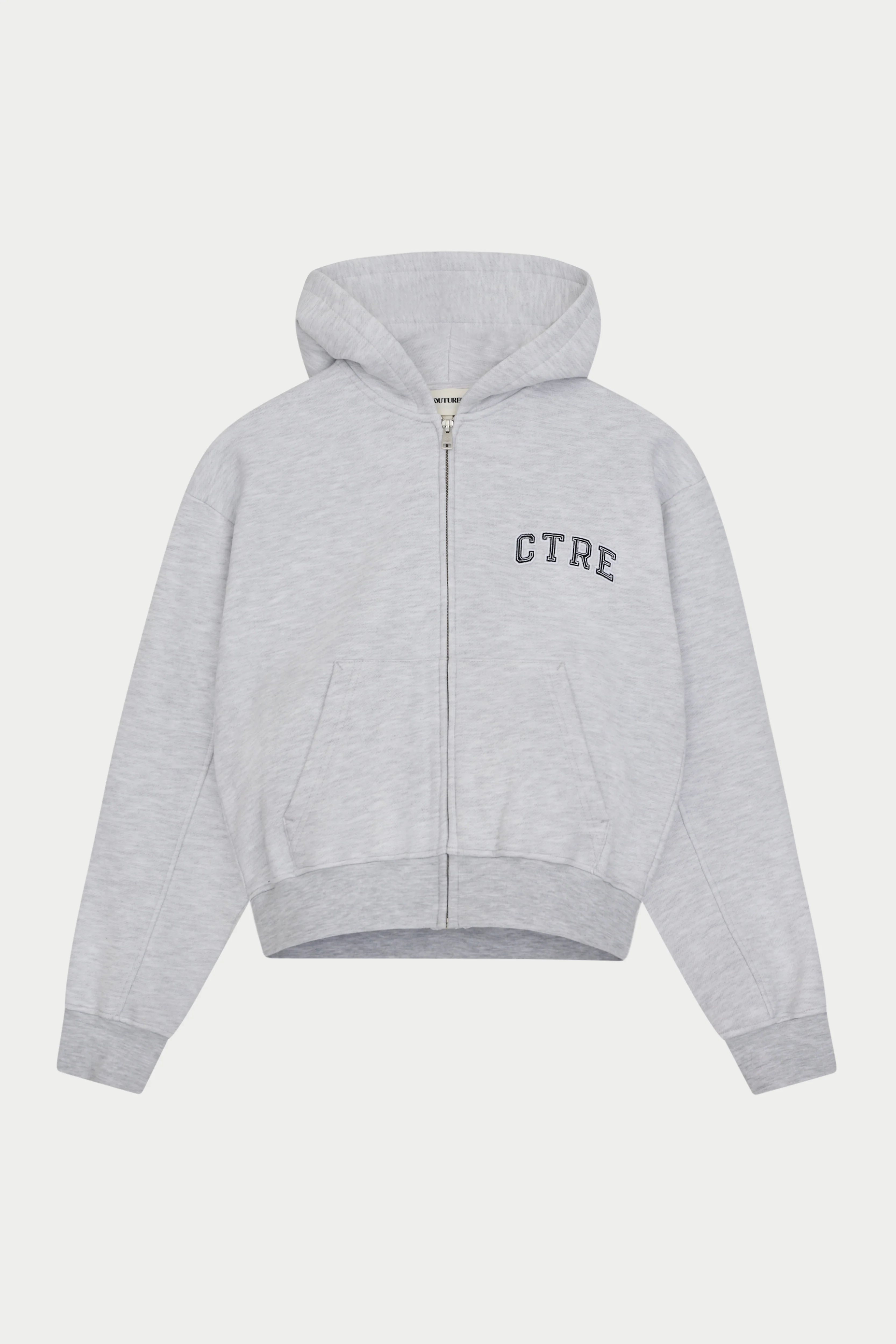 CTRE ZIP THROUGH RELAXED HOODIE - GREY MARL