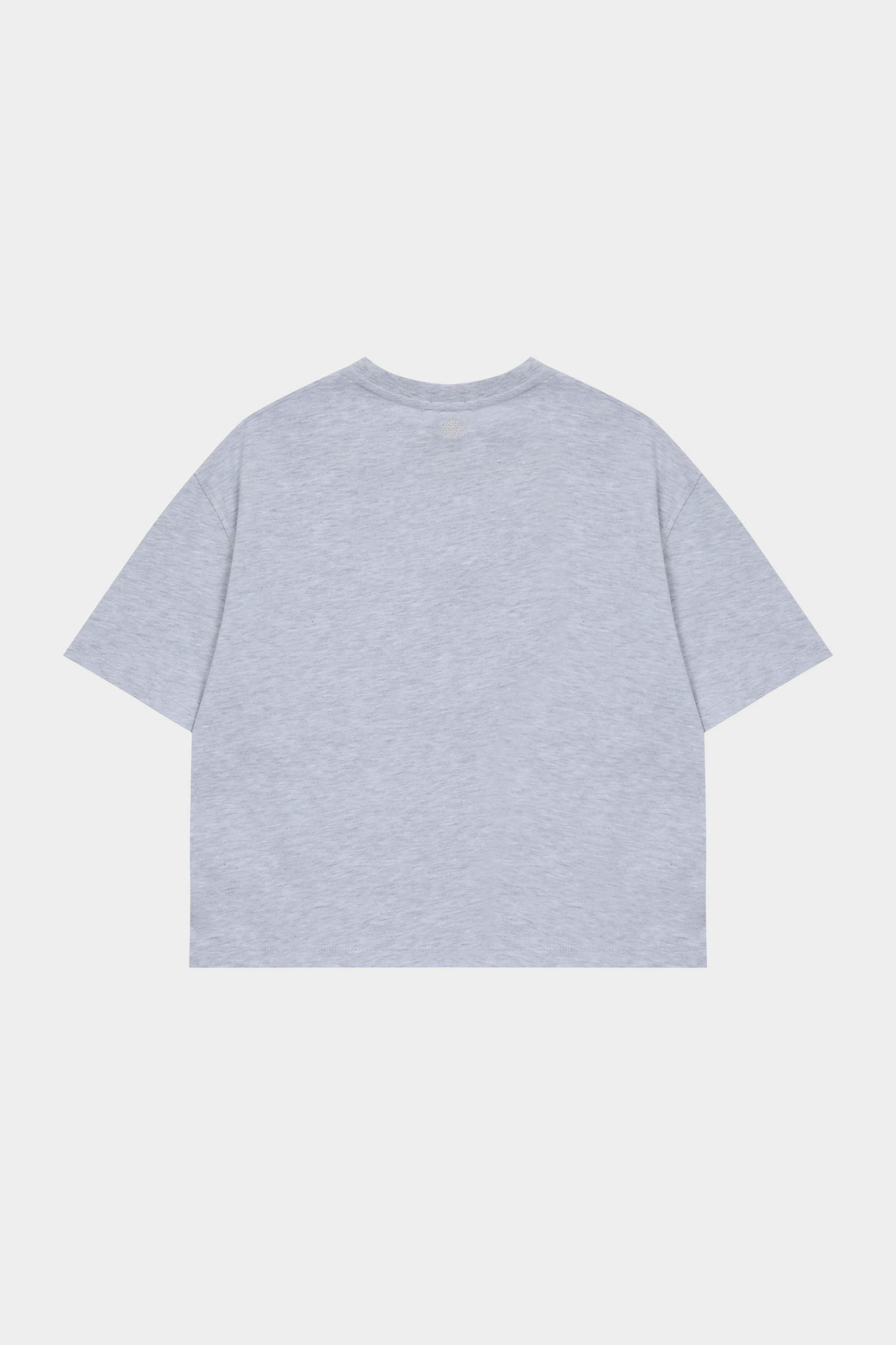 EMBROIDERED CREST T-SHIRT - GREY MARL