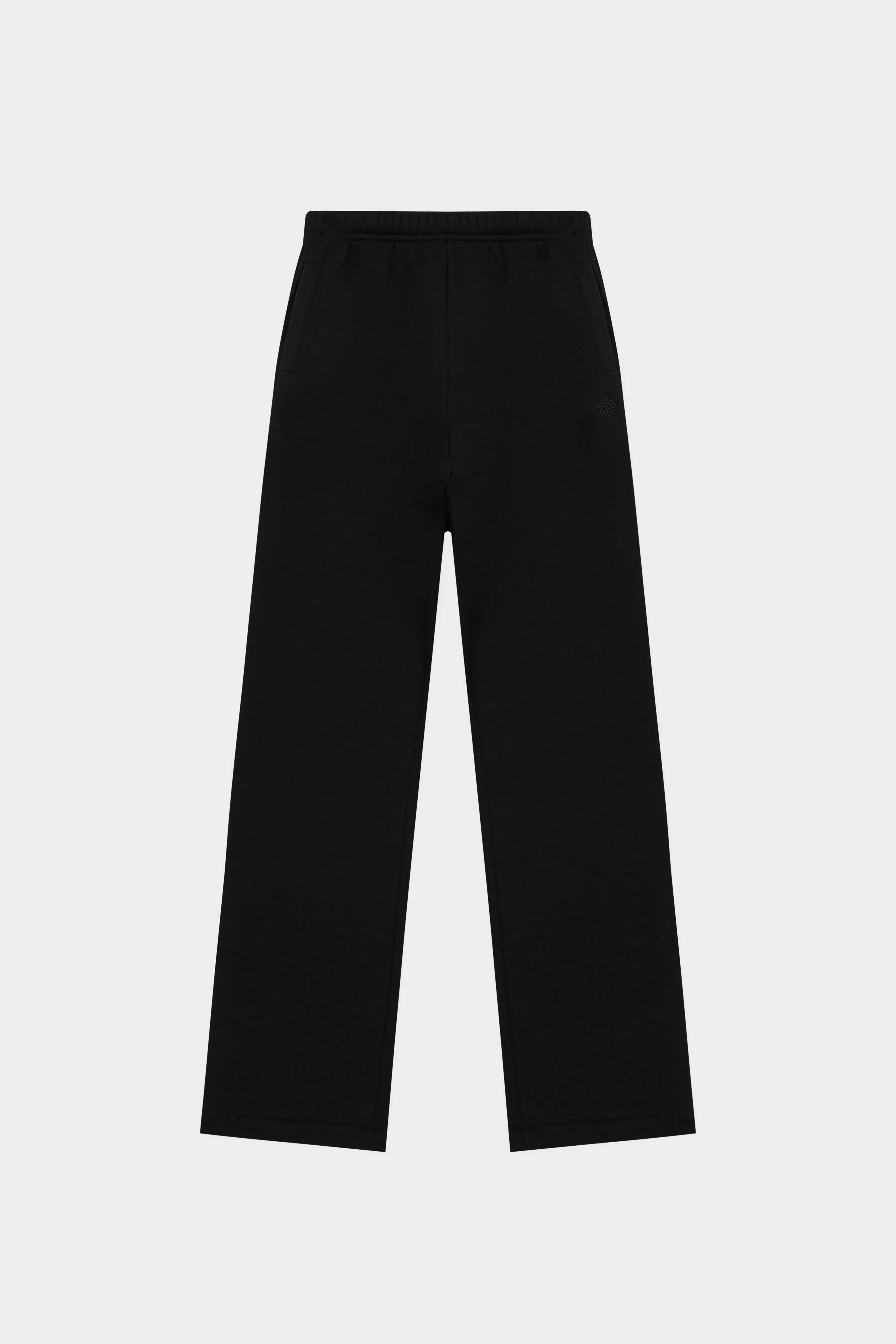 EMBROIDERED CREST RELAXED JOGGERS - BLACK