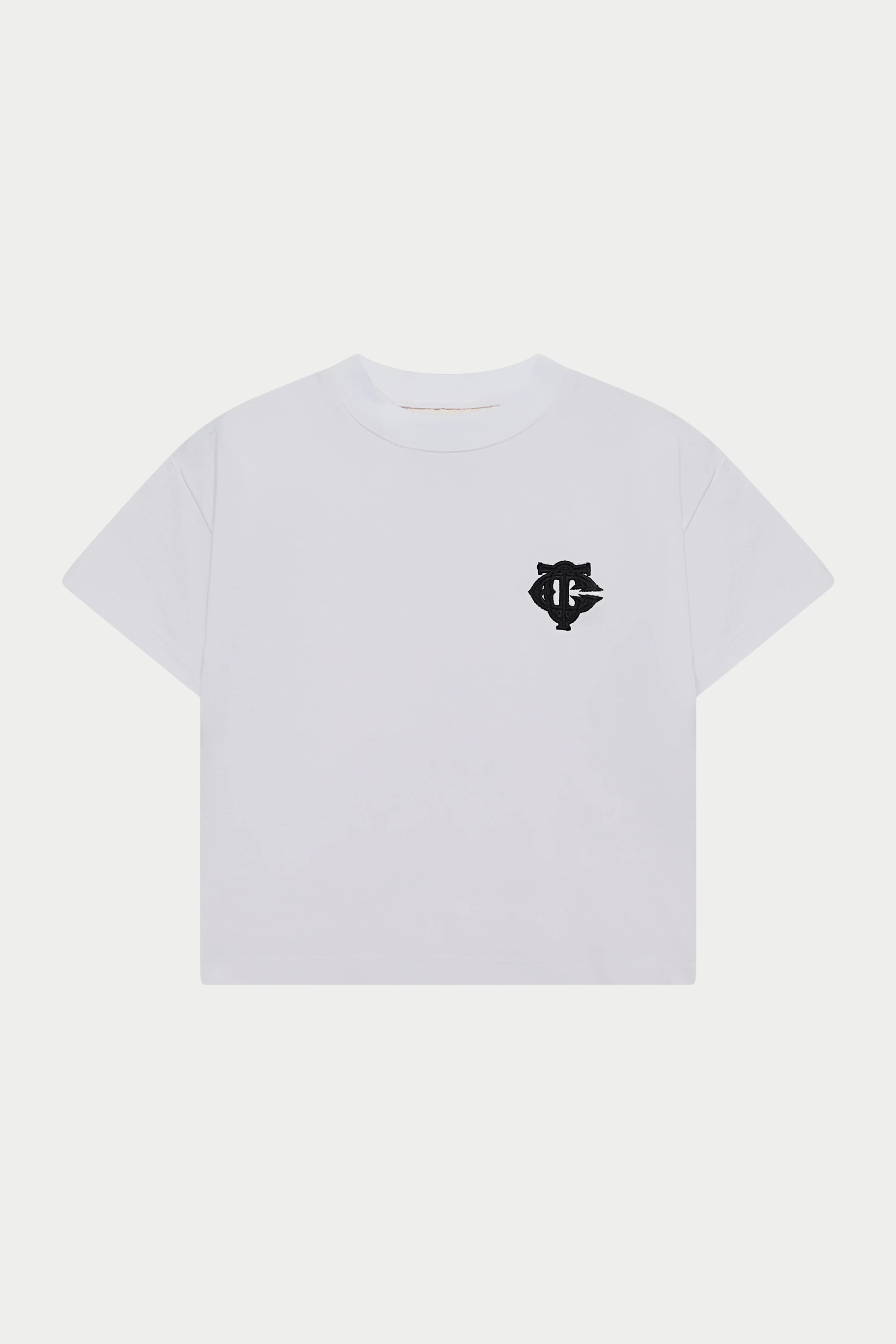 JUNIOR MONOGRAM EMBLEM APPLIQUE T-SHIRT - WHITE