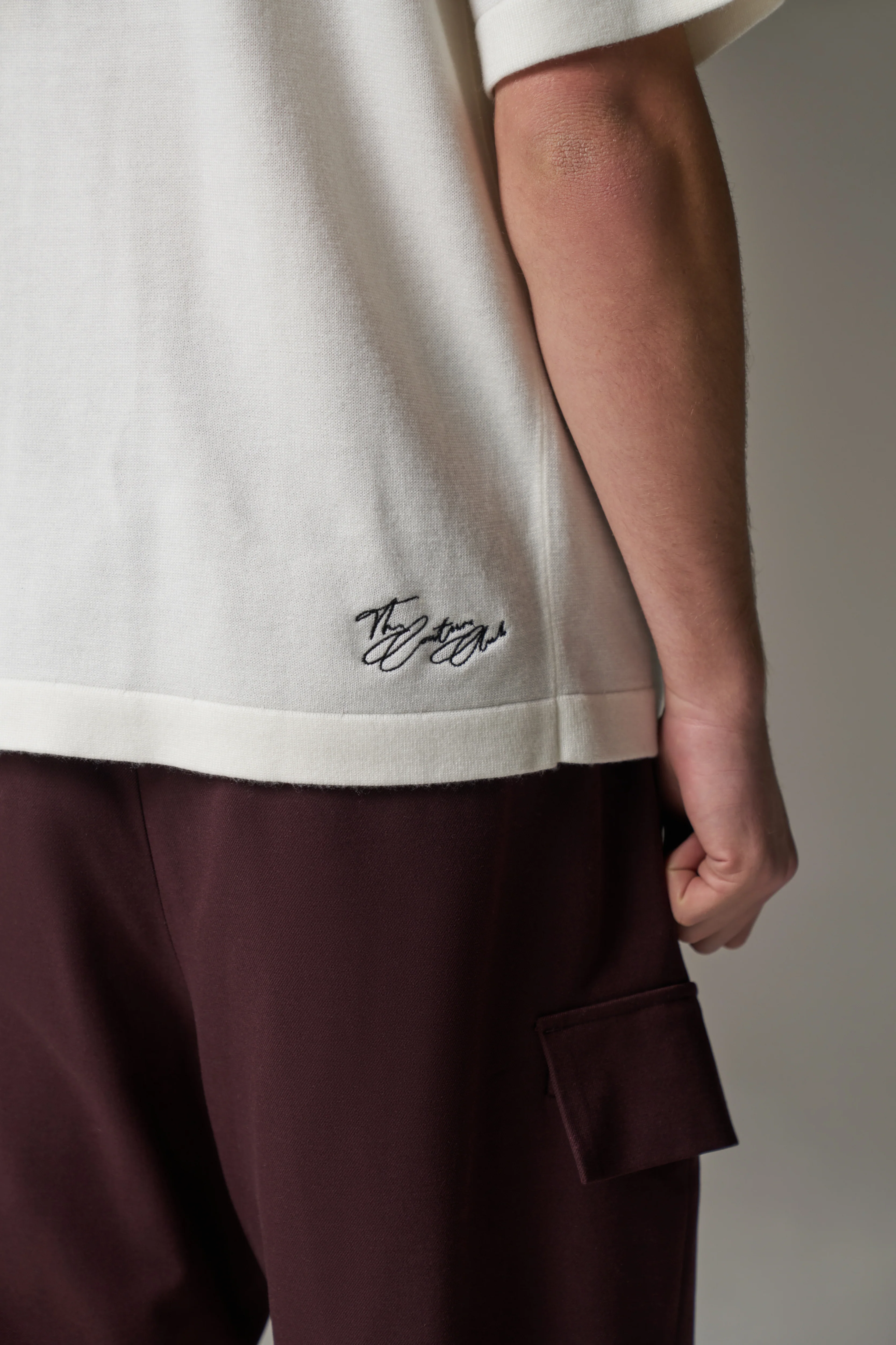 FINE GAUGE KNIT T-SHIRT - OFF WHITE