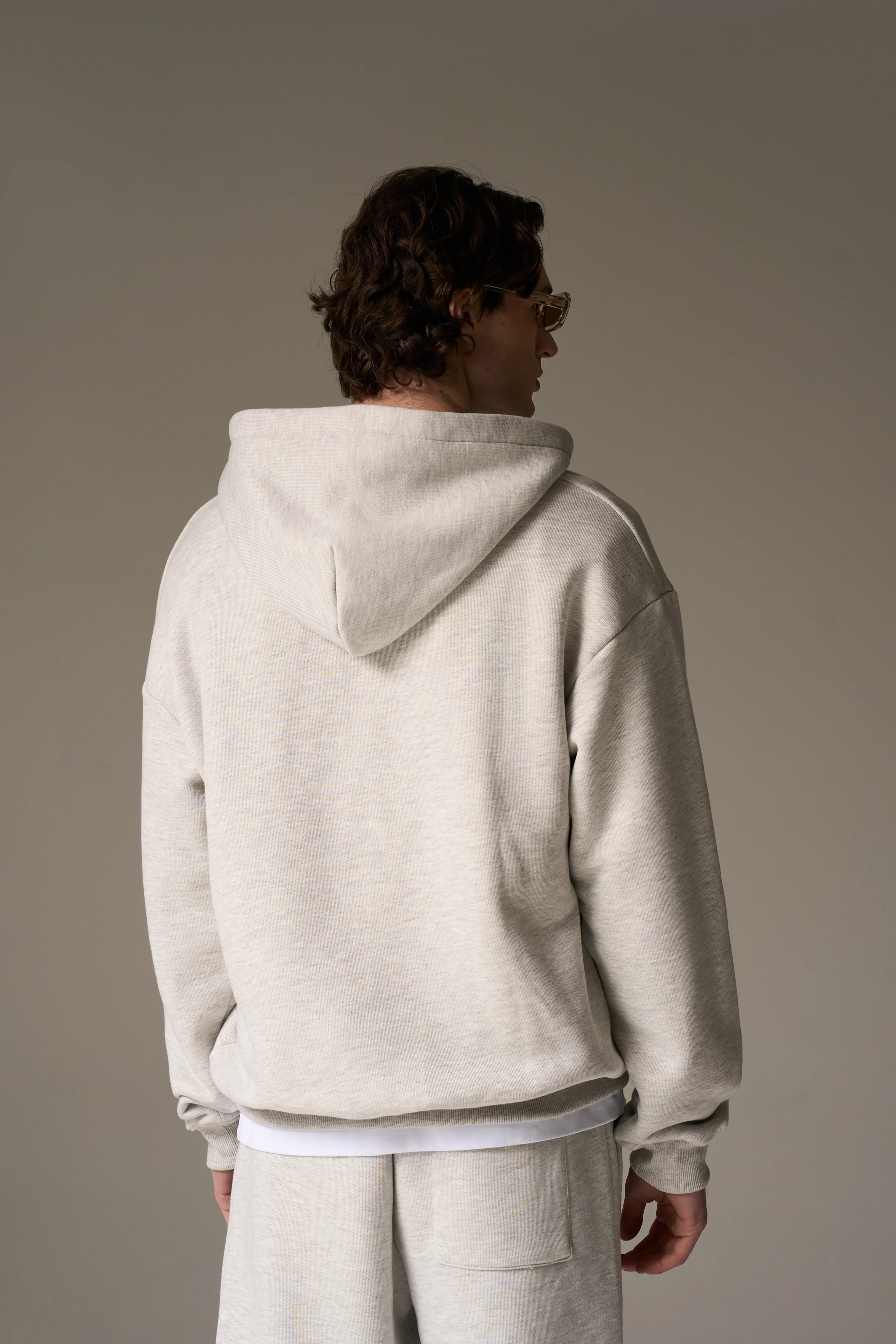 HEAVYWEIGHT MONOGRAM EMBLEM ZIP THROUGH - GREY MARL