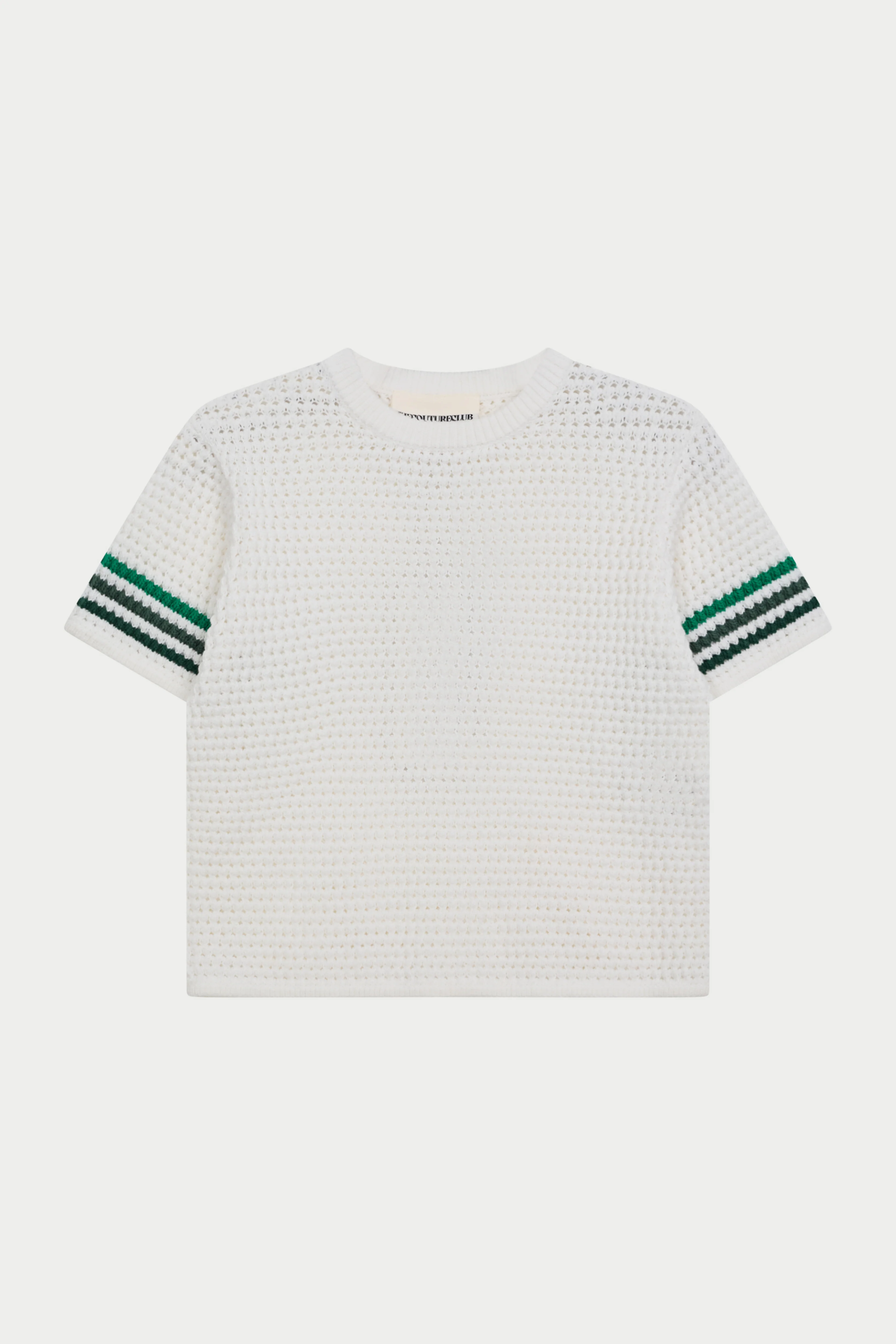 KIDS STRIPE CROCHET KNIT T-SHIRT - WHITE