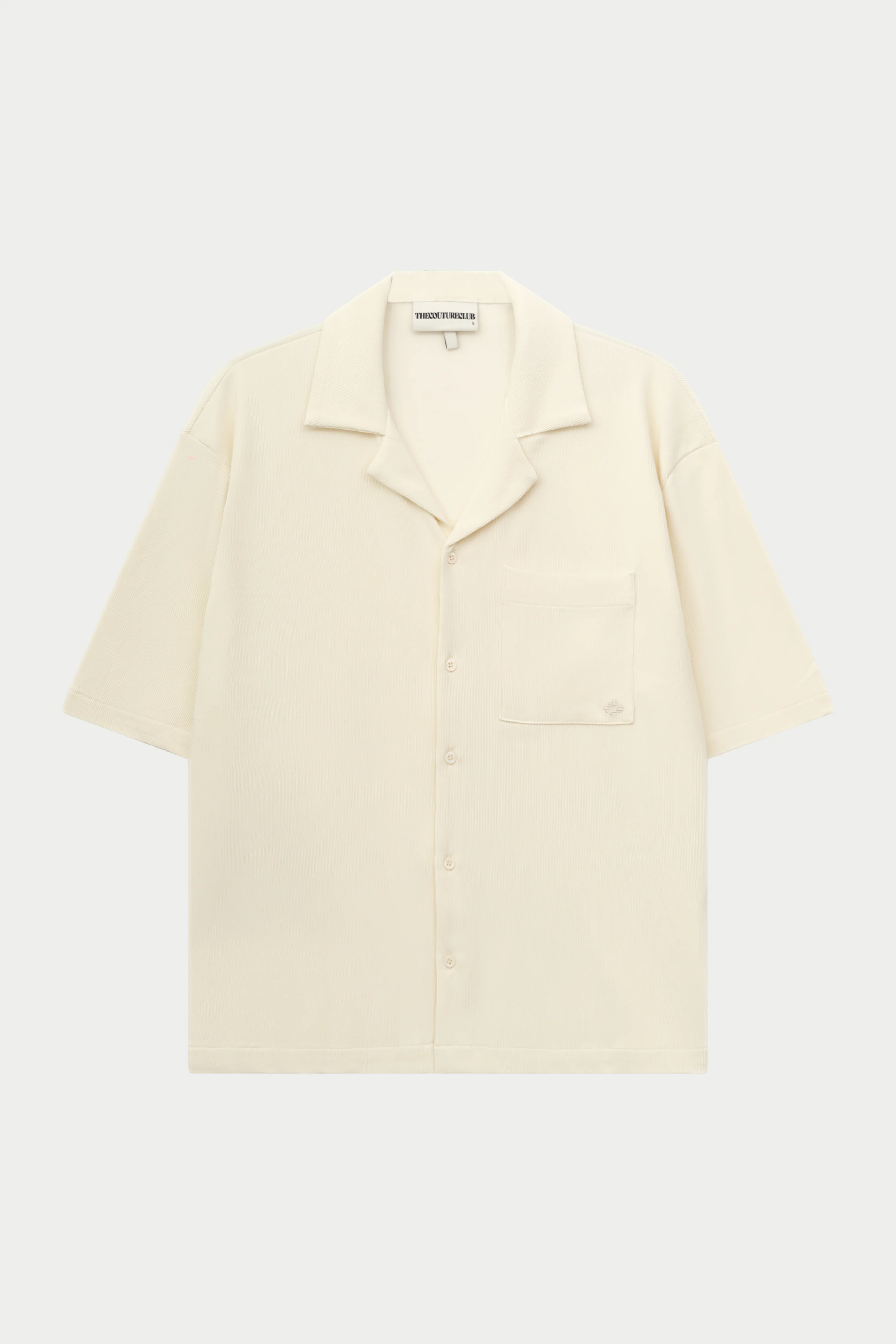 RIB BUTTON THROUGH SHIRT - OFF WHITE