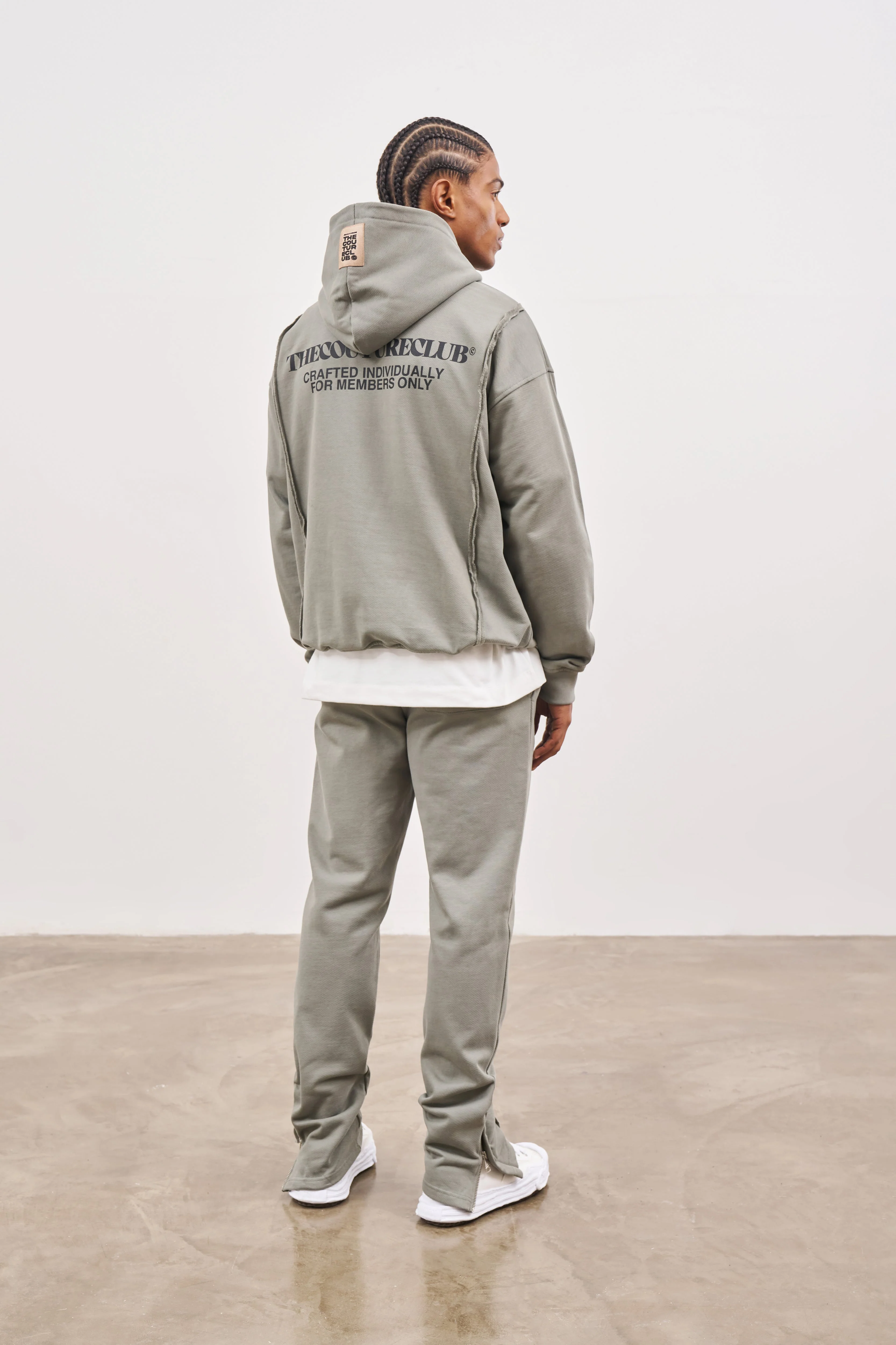 RAW SEAM STRAIGHT LEG JOGGERS - DARK SAGE