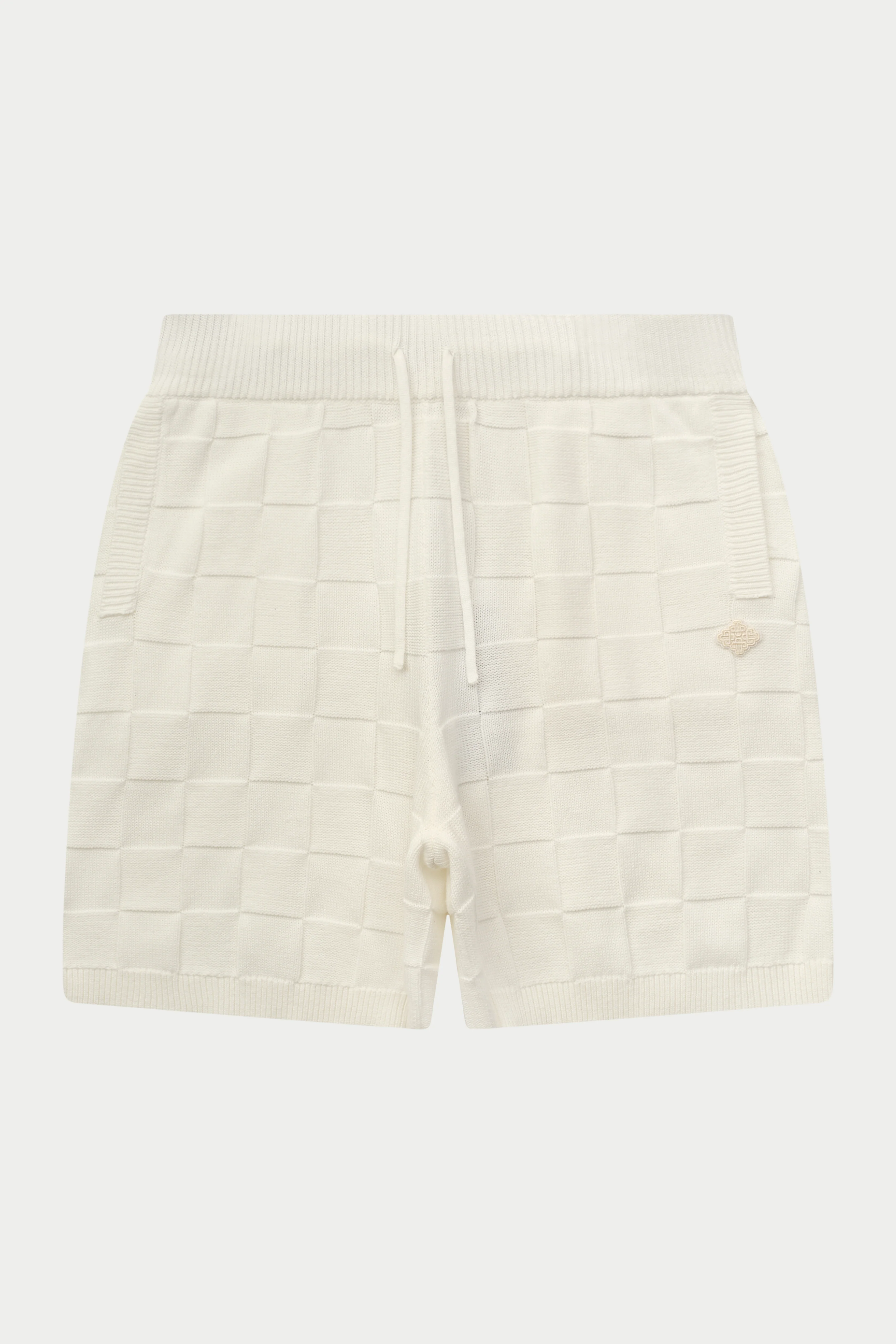 CHECKERBOARD KNITTED SHORT - OFF WHITE