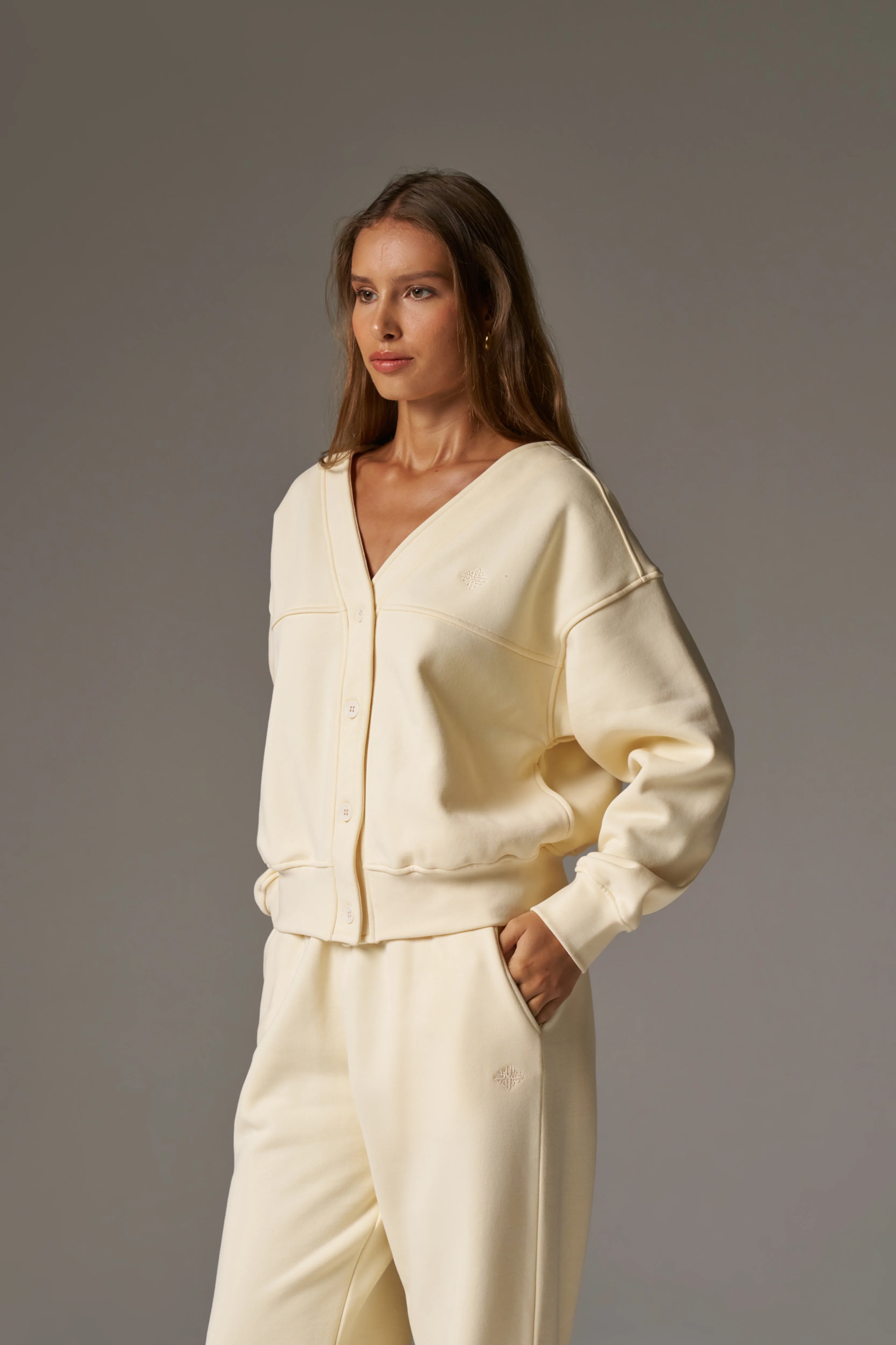 OVERSIZED JERSEY CARDIGAN - BUTTERMILK