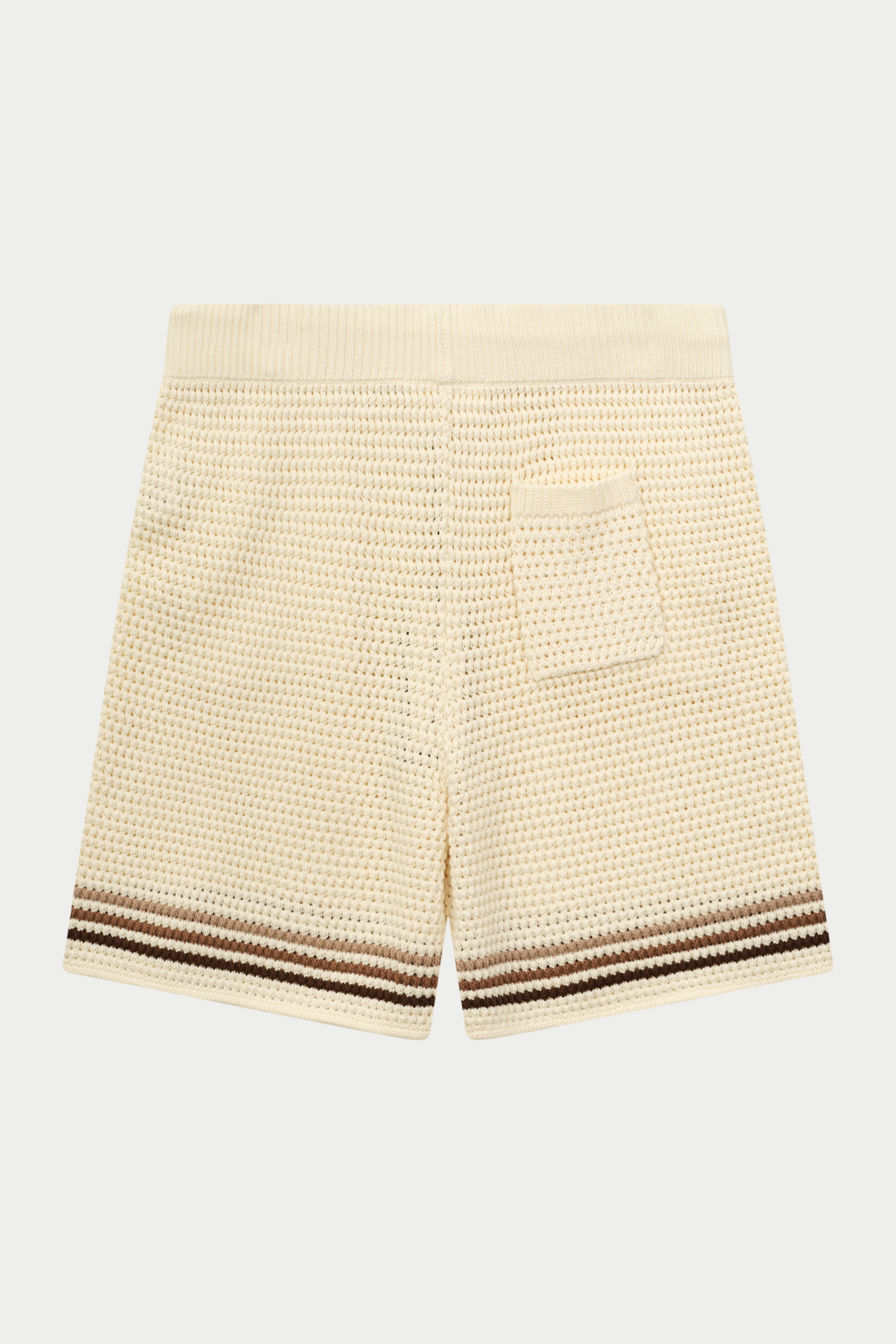 STRIPE CROCHET KNIT SHORTS - OFF WHITE