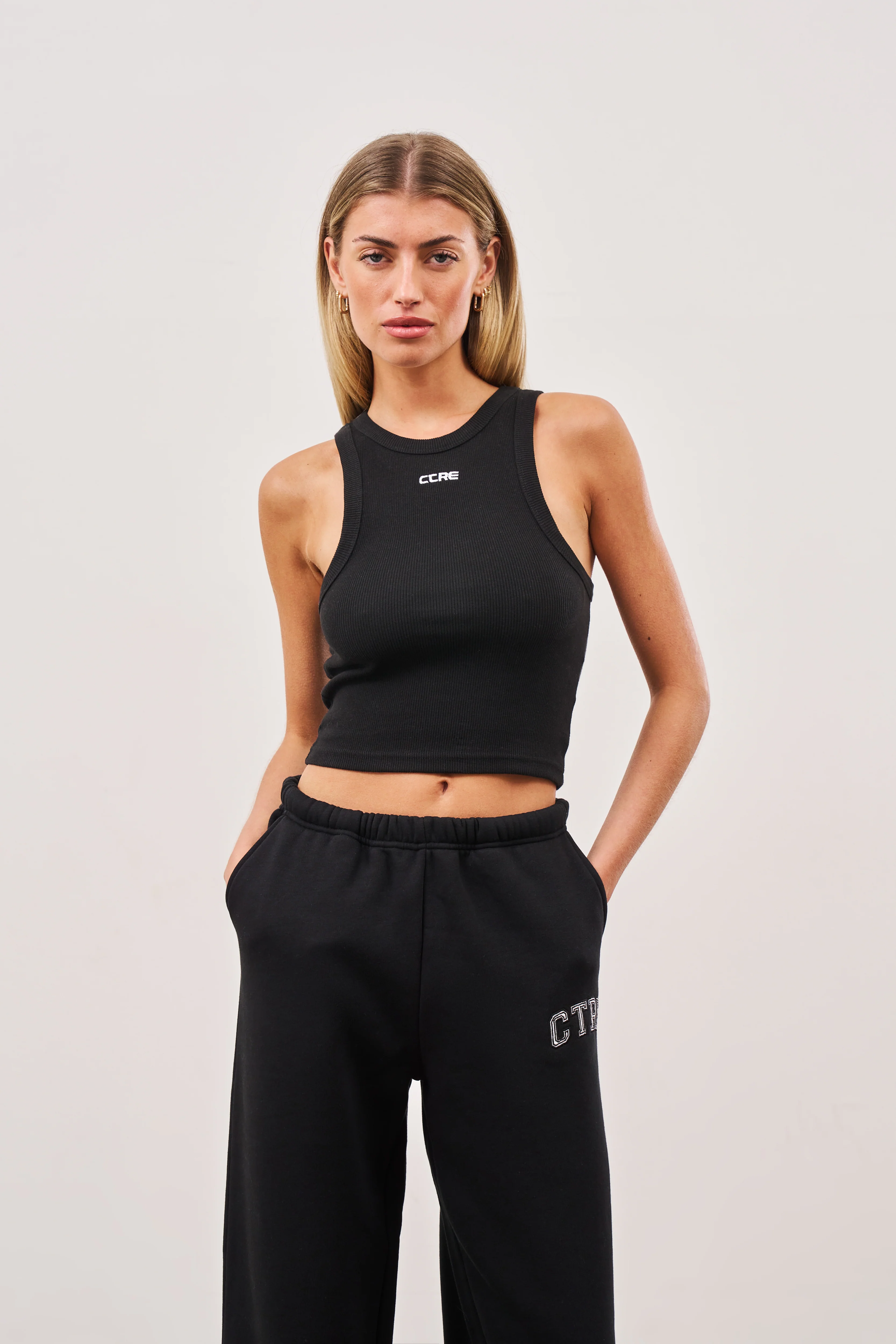 LOGO RIBBED RACER VEST - BLACK