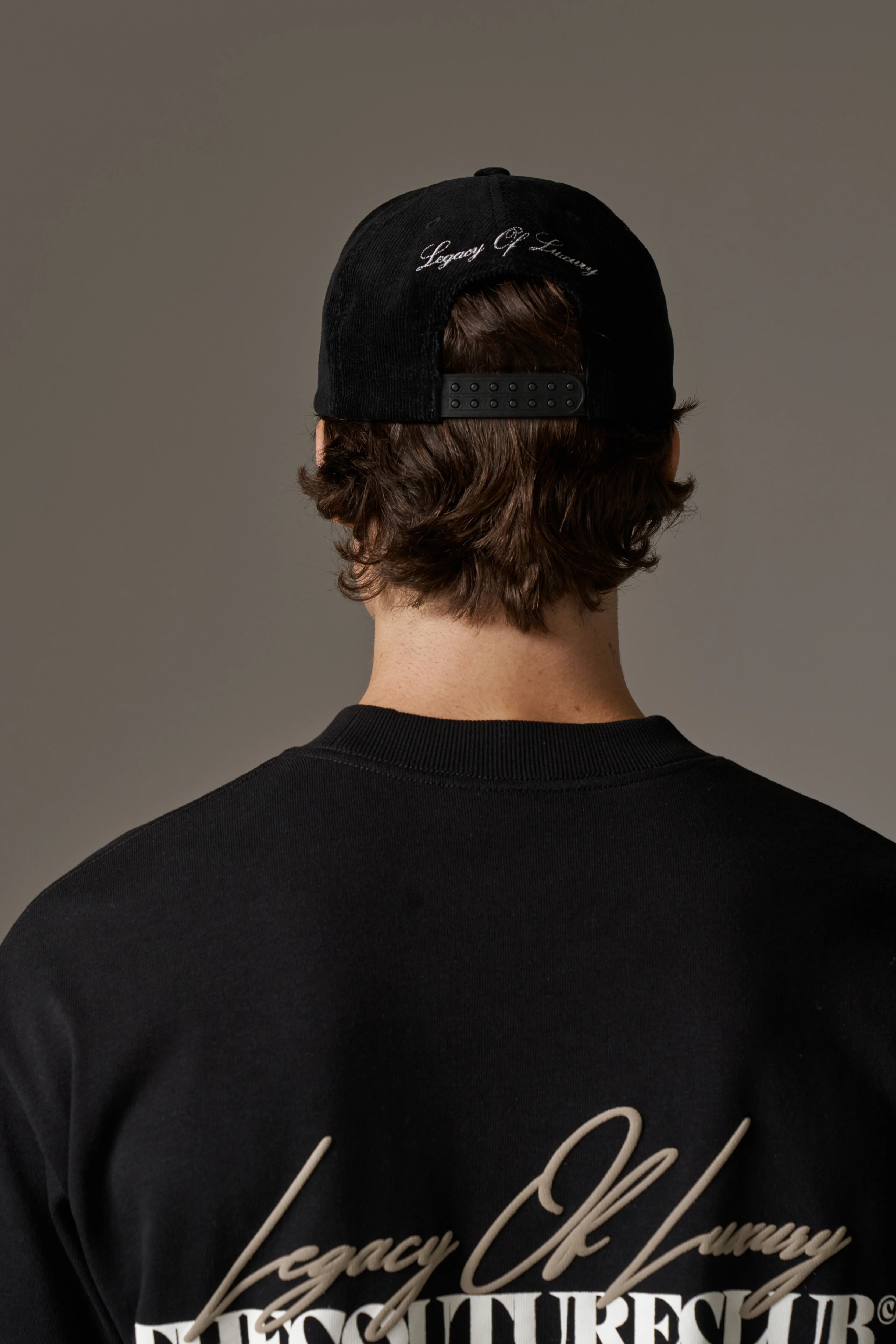MONOGRAM EMBLEM CORD CAP - BLACK