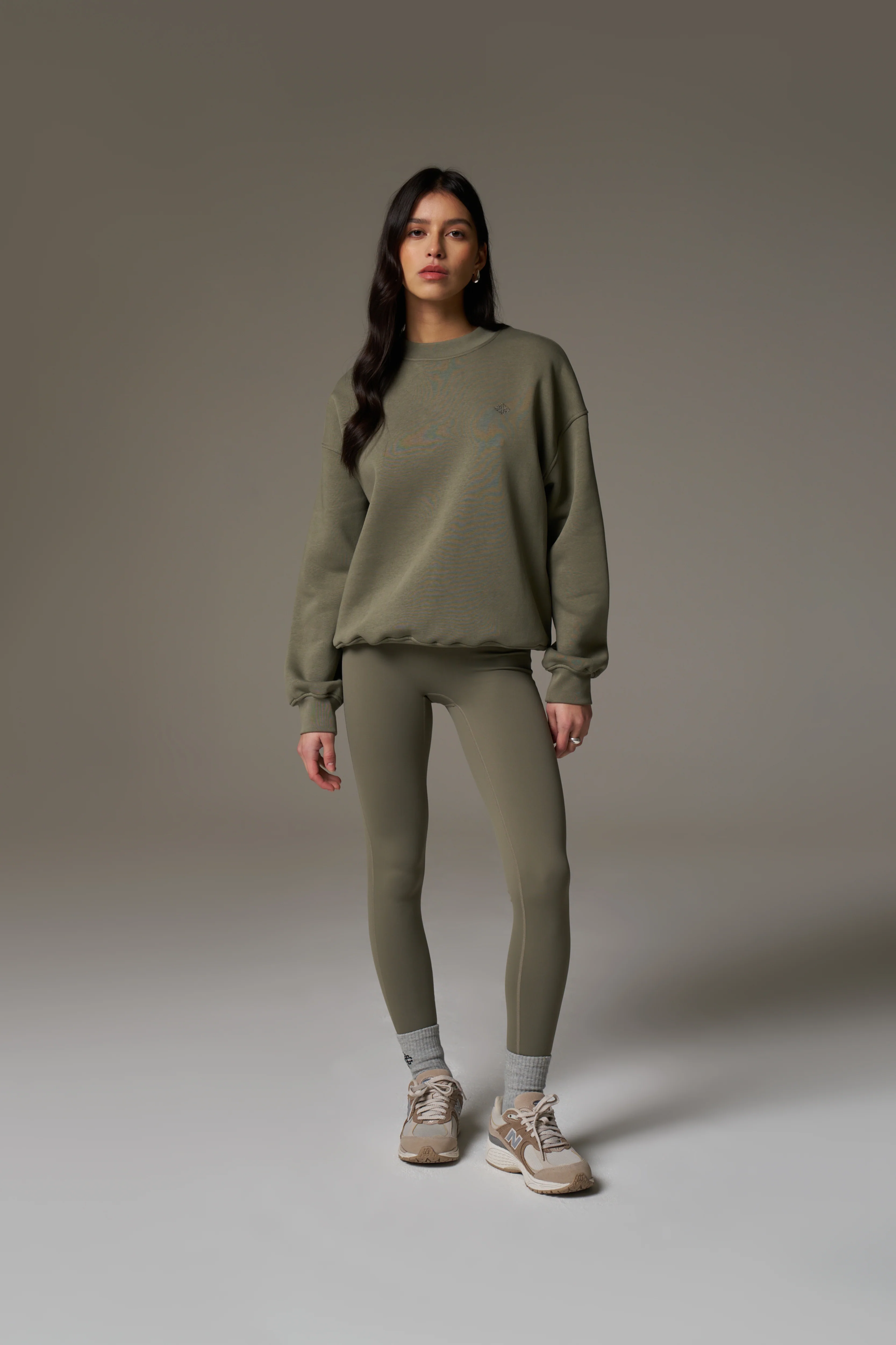 EMBLEM EMBROIDERED SWEATSHIRT - KHAKI