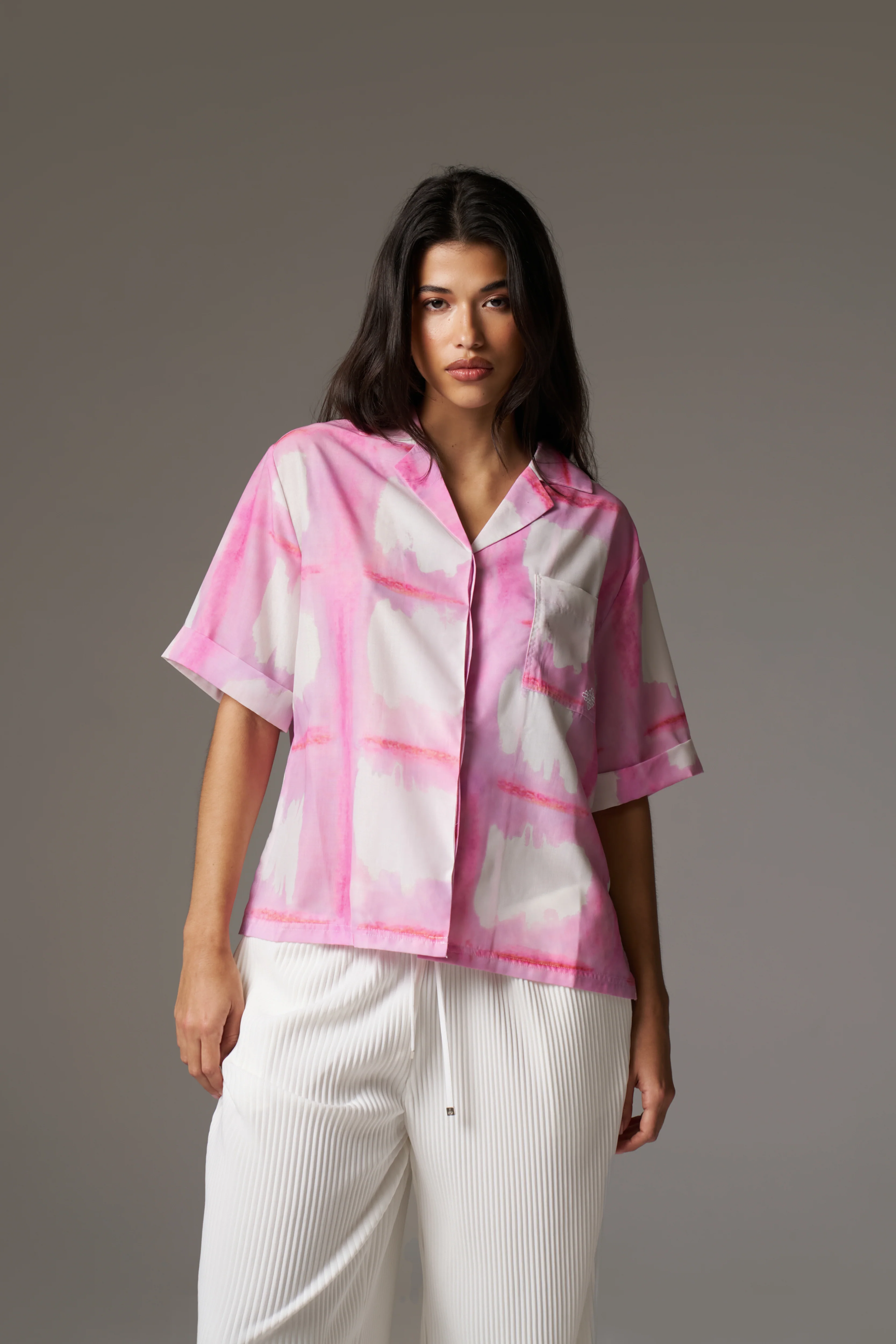 WATERCOLOUR EMBLEM SHIRT - PINK