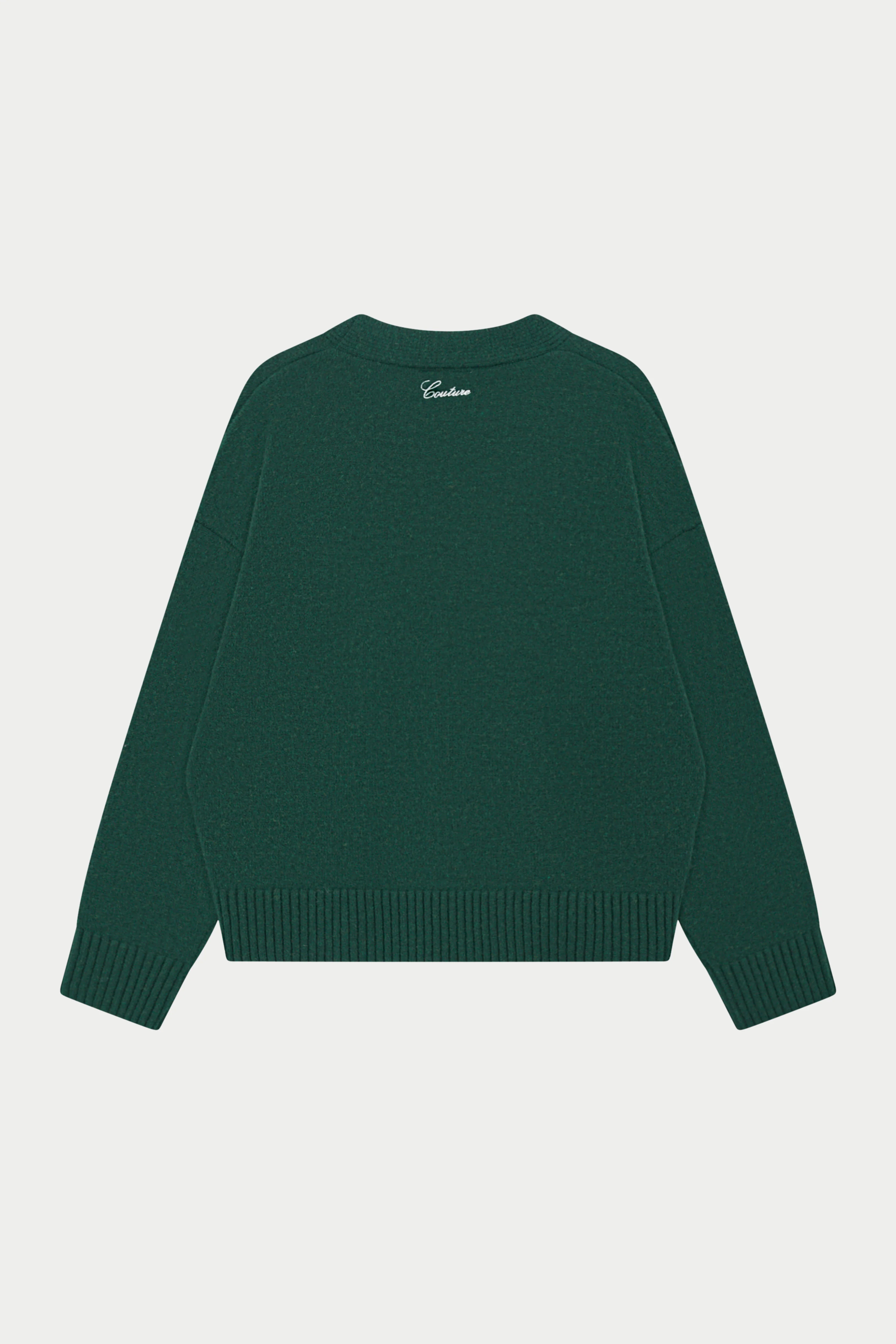 C EMBROIDERY KNITTED CARDIGAN - FOREST GREEN