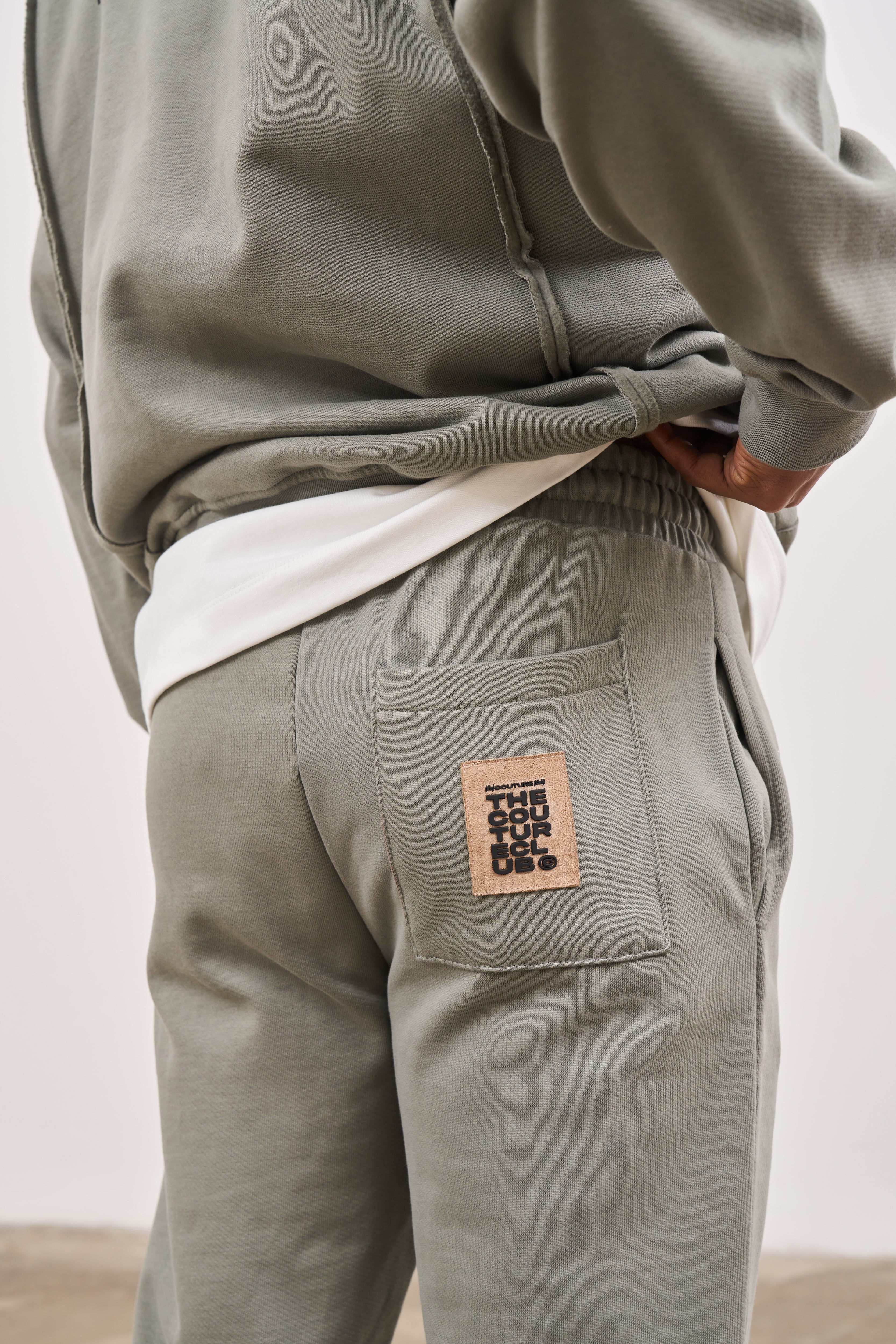 RAW SEAM STRAIGHT LEG JOGGERS - DARK SAGE