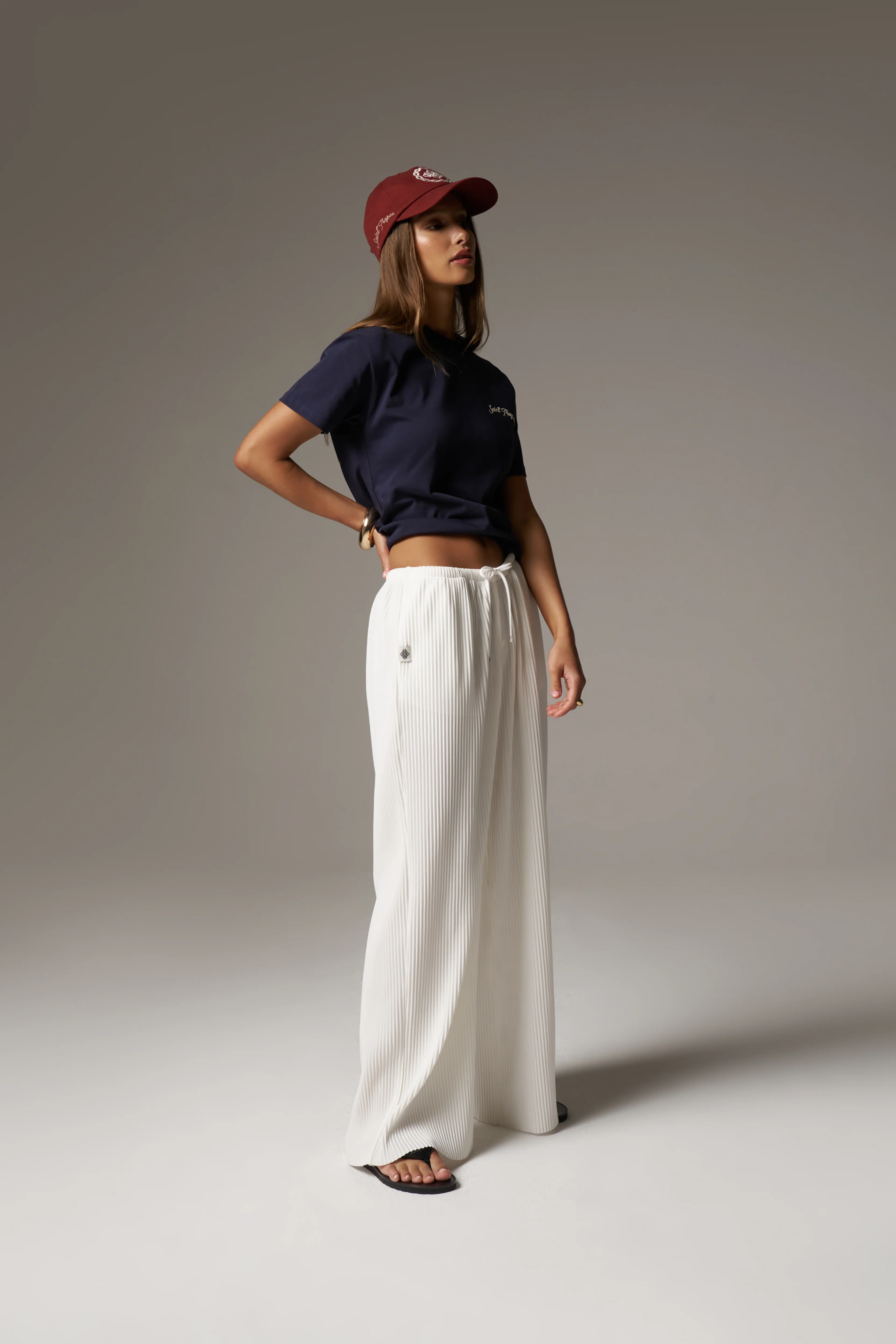 PLISSE TROUSERS - CREAM