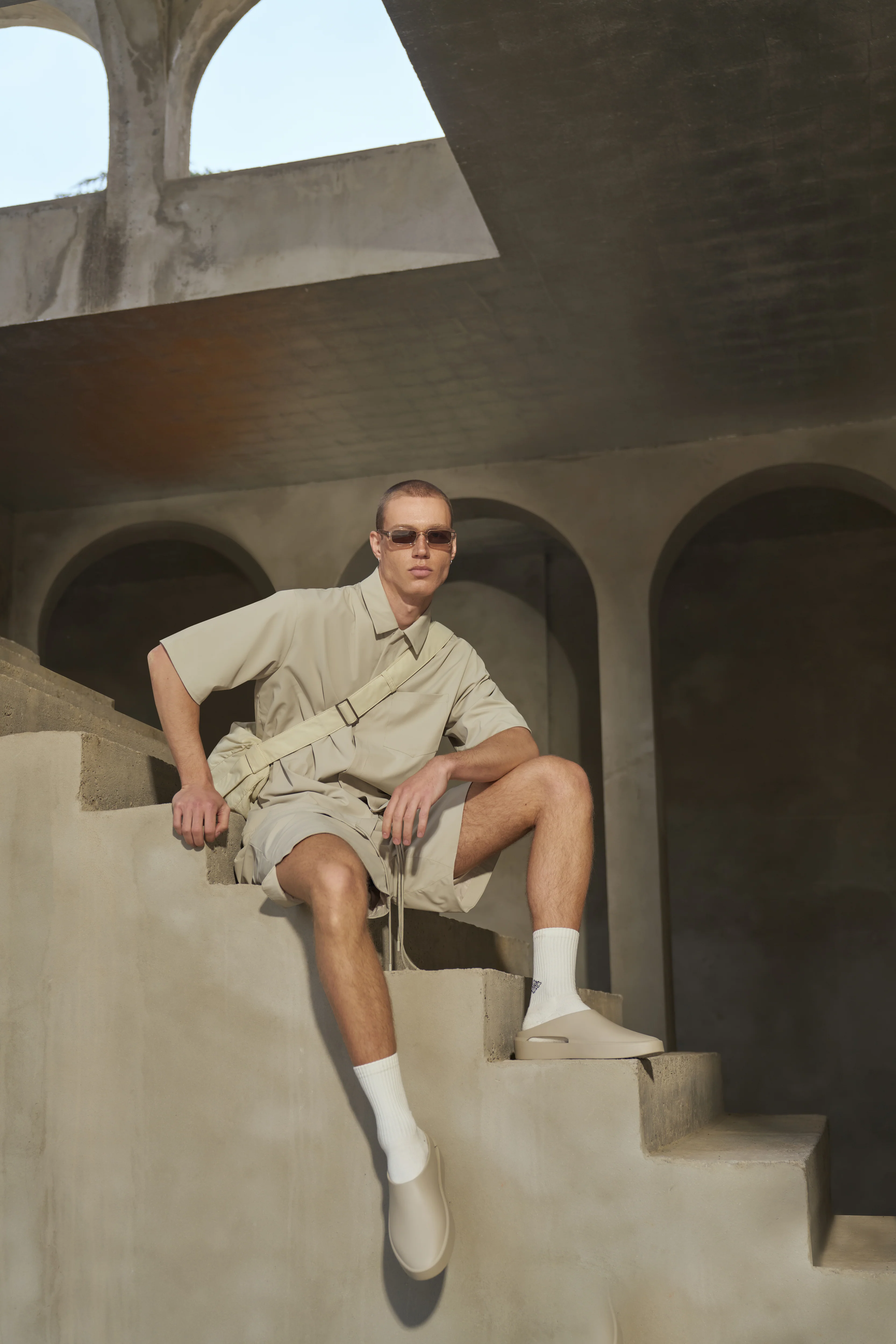 NYLON DRAWCORD SHIRT - STONE