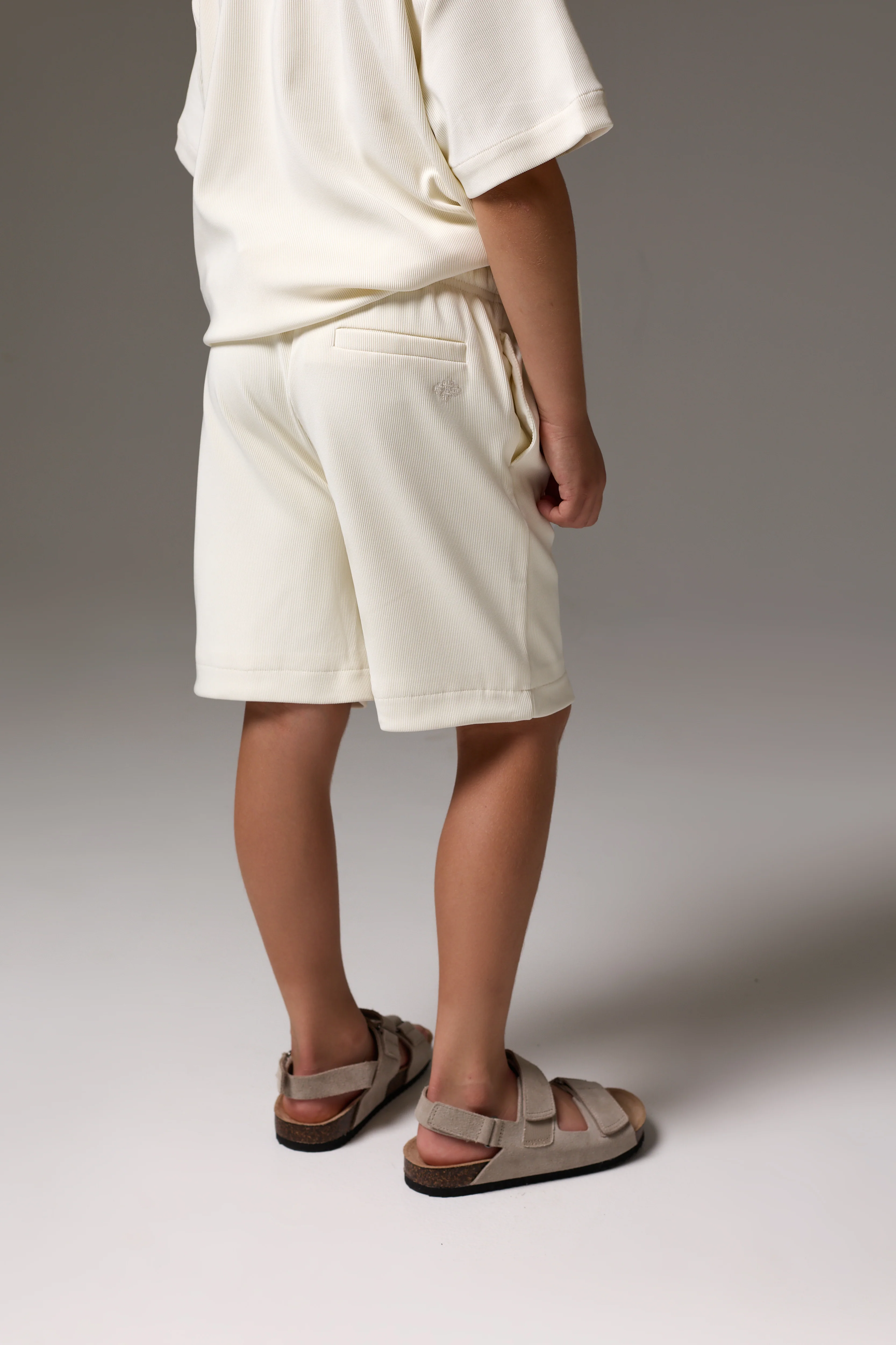 JUNIOR RIBBED SHORTS - STONE