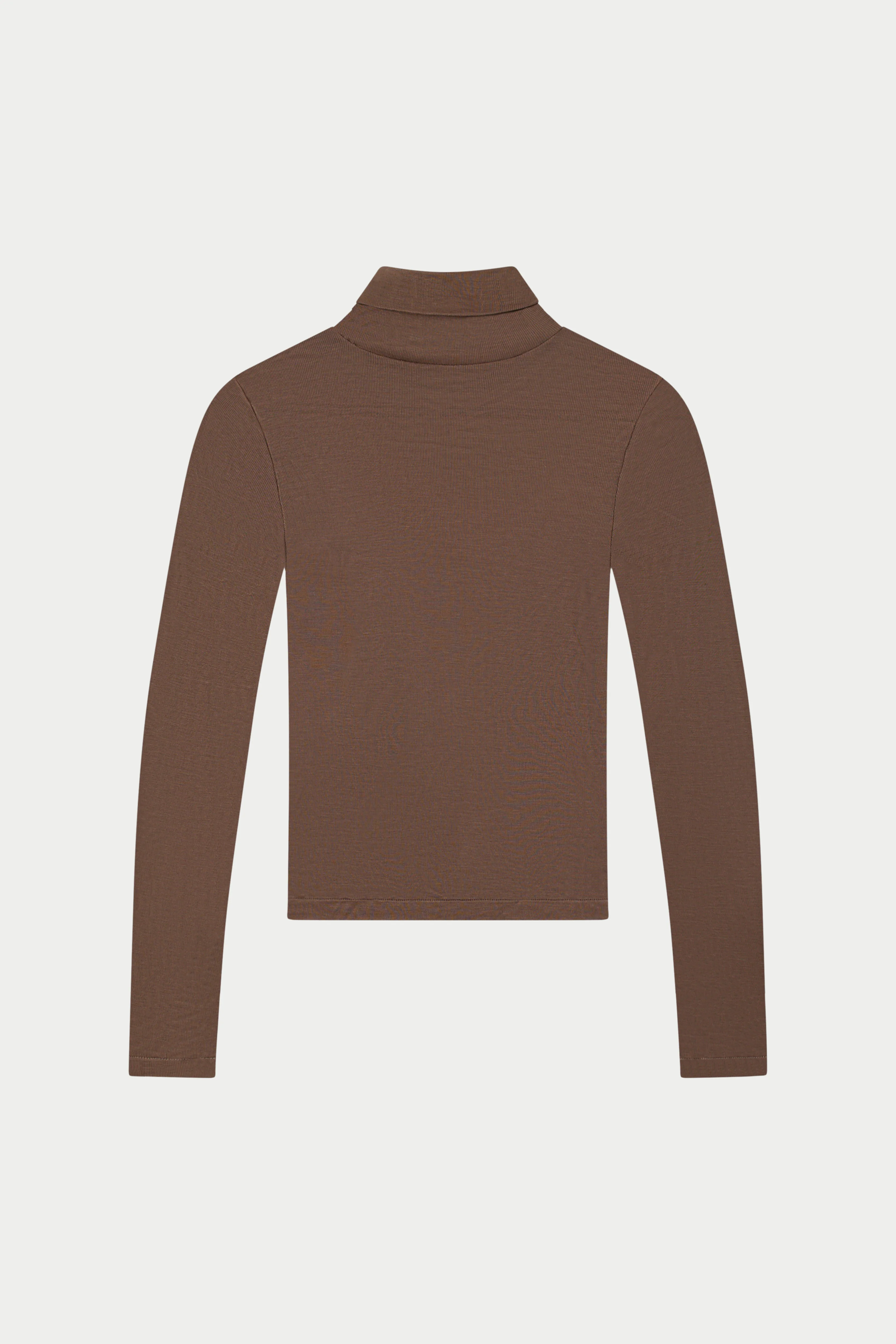 LIGHTWEIGHT ROLL NECK TOP - CHOCOLATE